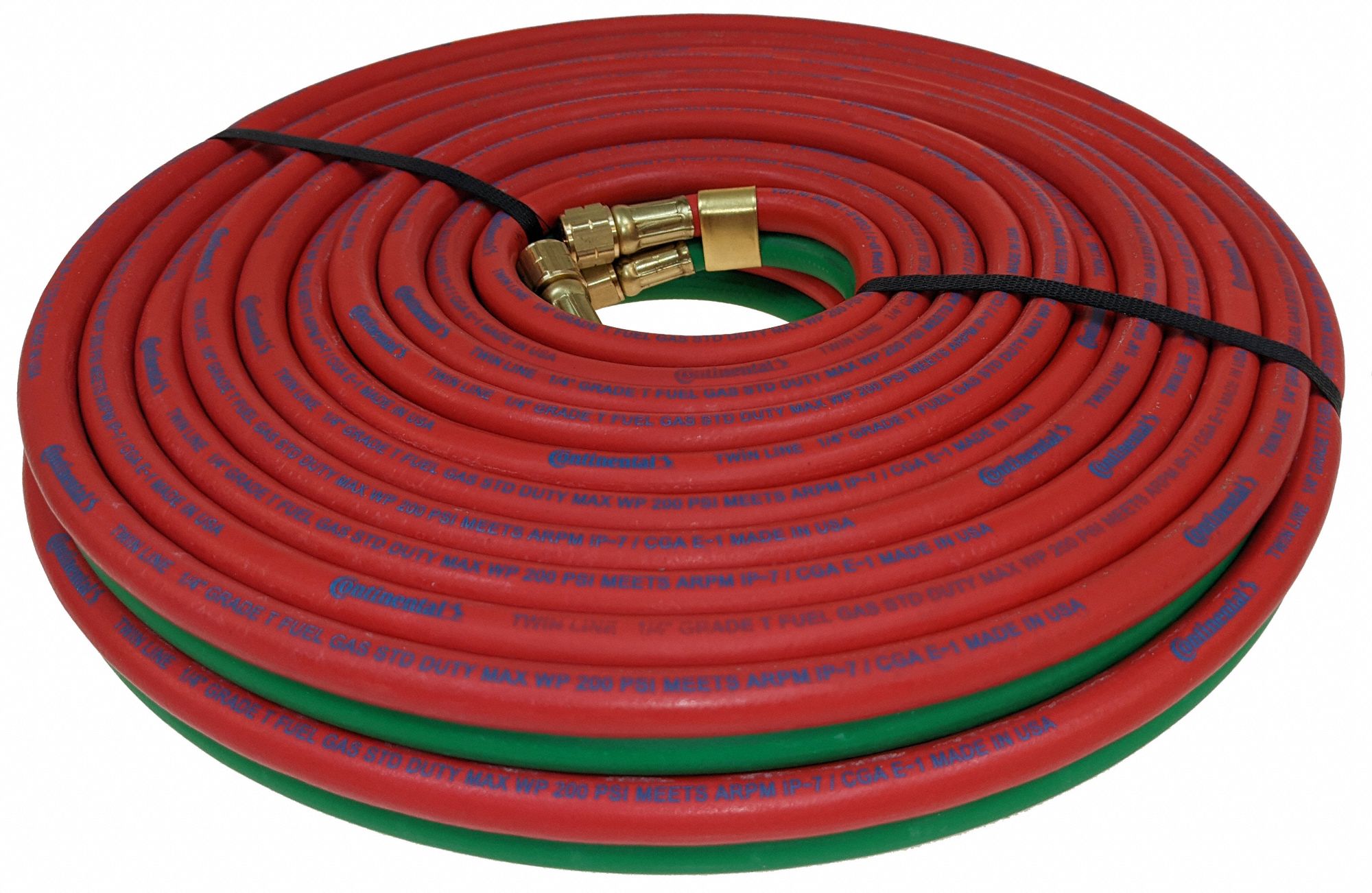 TWIN LINE WELDING HOSE, ¼ IN HOSE ID, GREEN/RED, BB X BB, 50 FT HOSE LENGTH