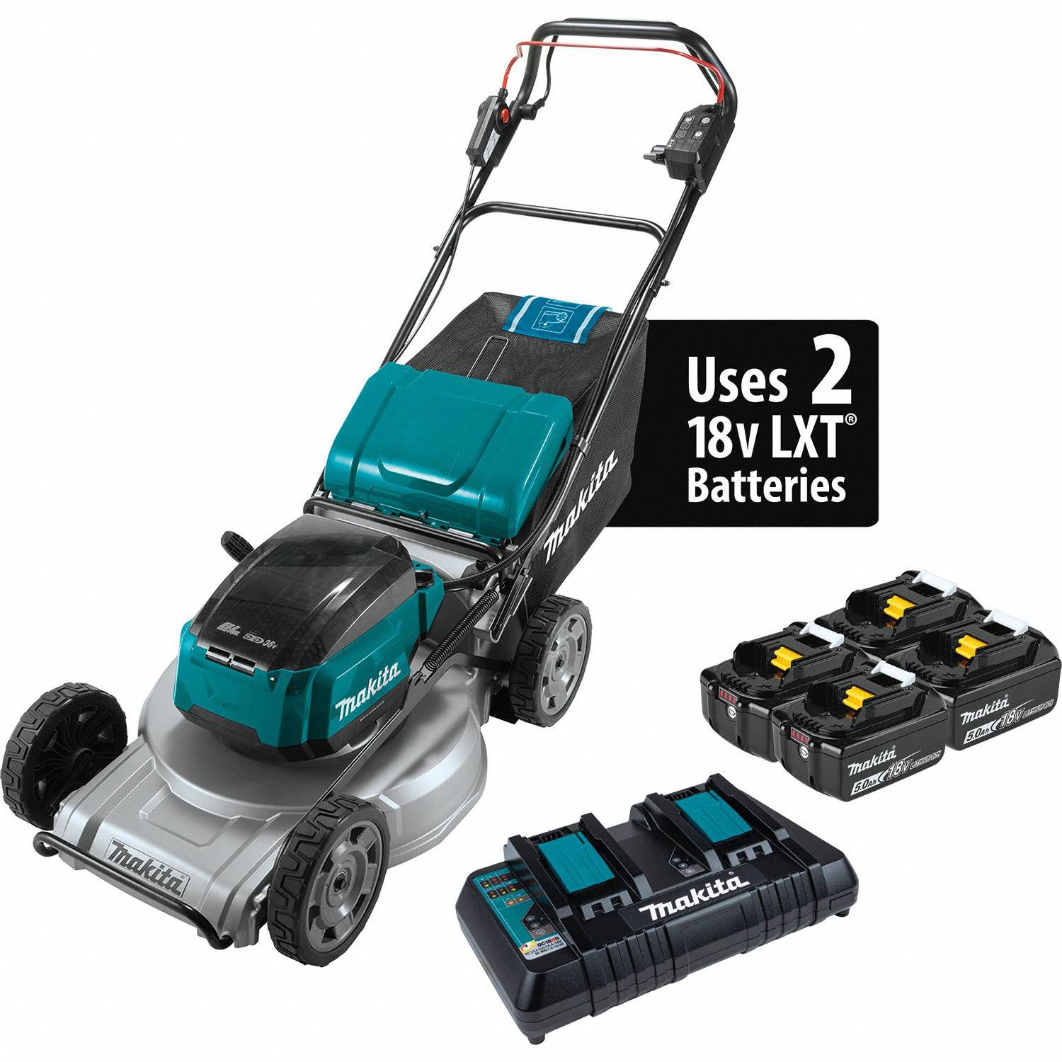 Battery-Powered Lawn Mower Kit: Self-Propelled, 21 in Cutting Wd, Variable Speed Settings