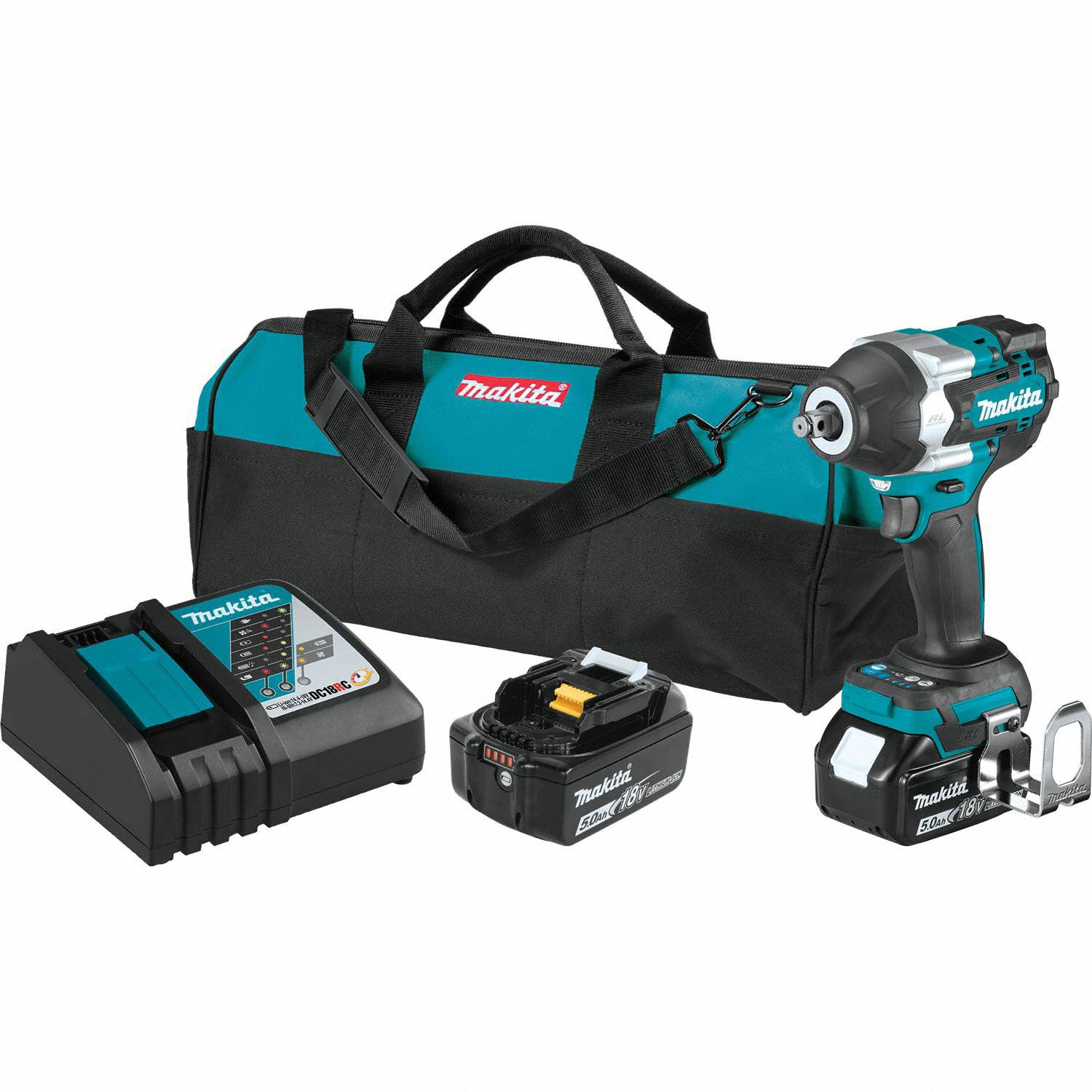 Impact Wrench Kit: 1/2 in Drive Size, 520 ft-lb Fastening Torque, 740 ft-lb Breakaway Torque