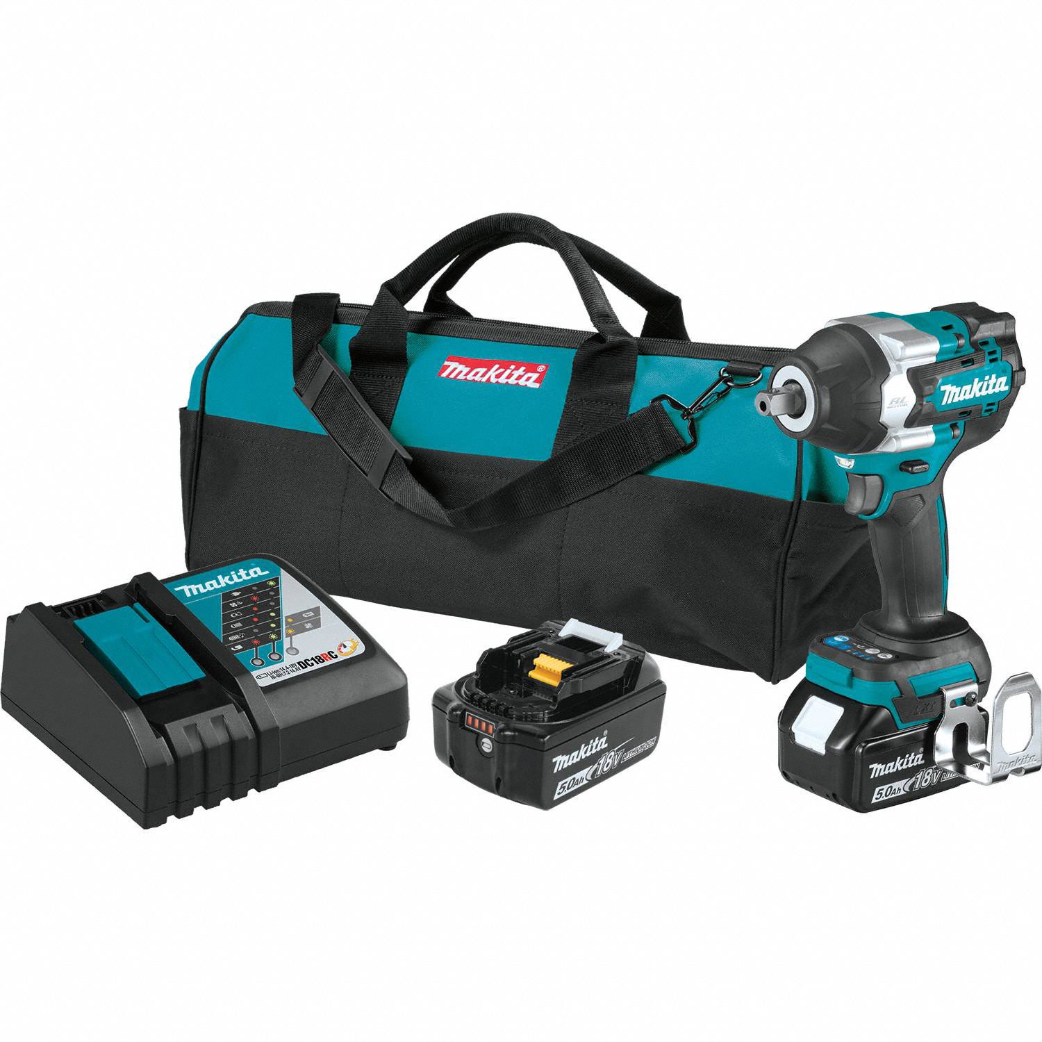 Impact Wrench Kit: 1/2 in Drive Size, 520 ft-lb Fastening Torque, 740 ft-lb Breakaway Torque