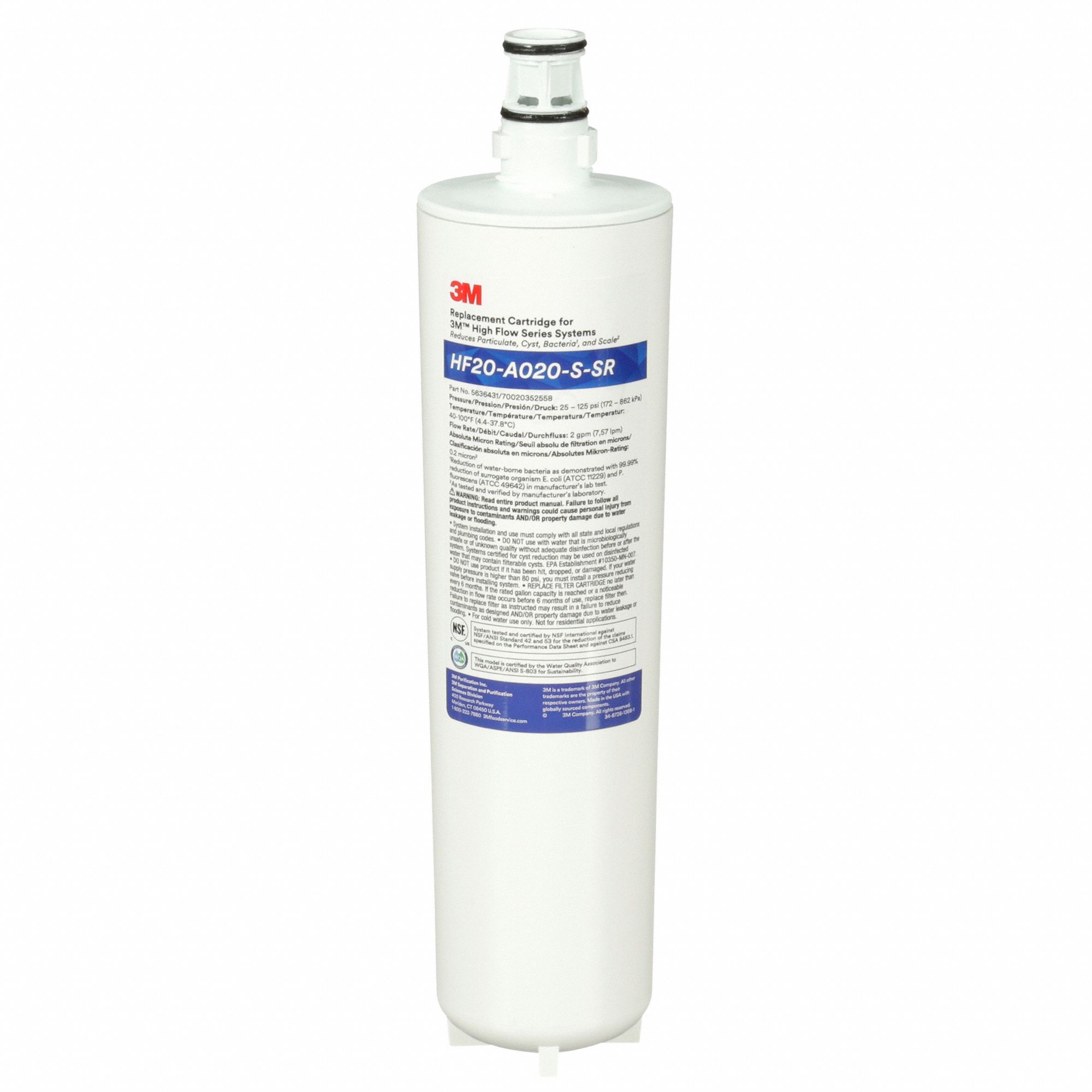 Quick-Connect Water Filter: 0.2 micron, 2 gpm, 8 1/8 in Overall Ht