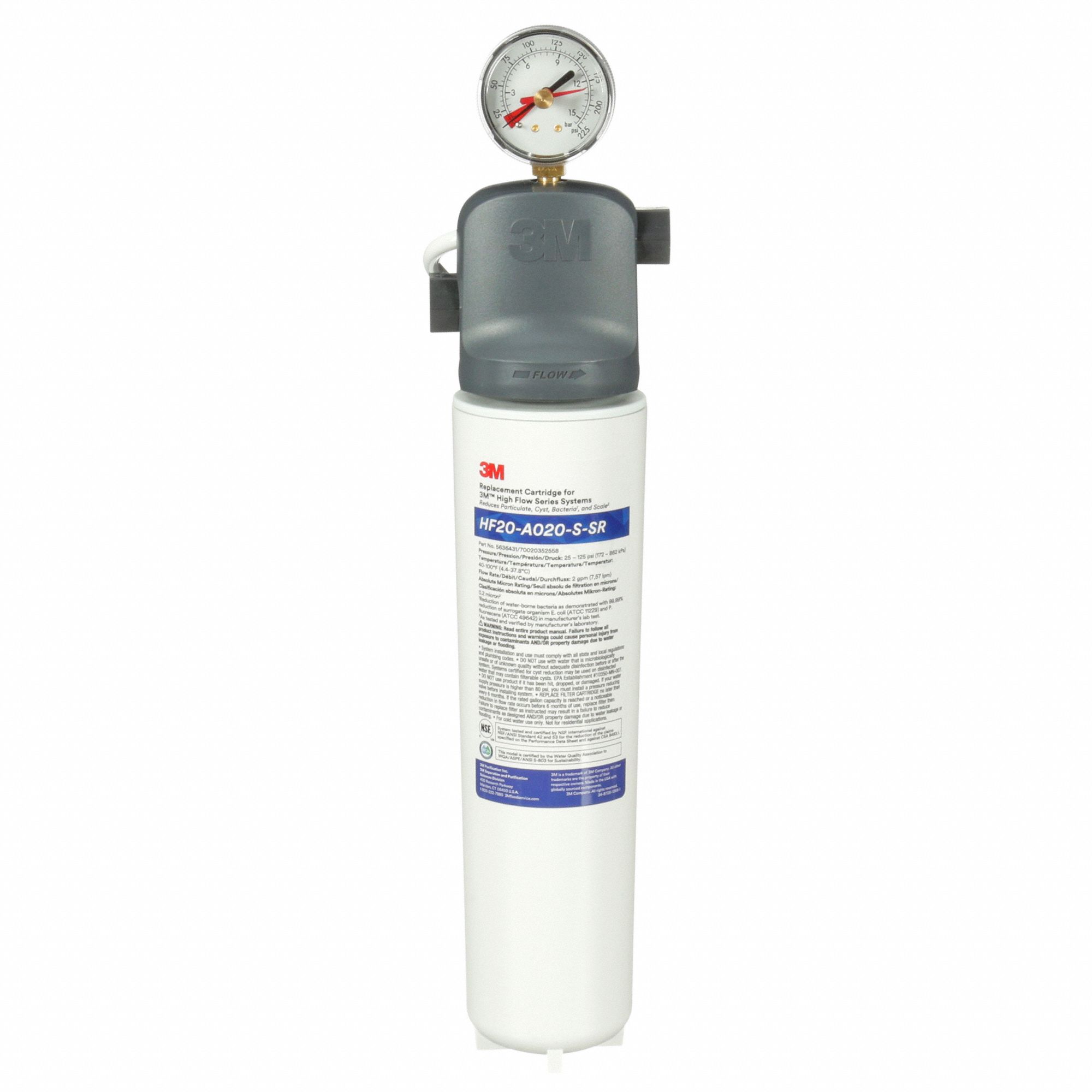 Water Filtration System: 0.2 micron, 2 gpm, 9, 000 gal, 17 1/2 in Overall Ht