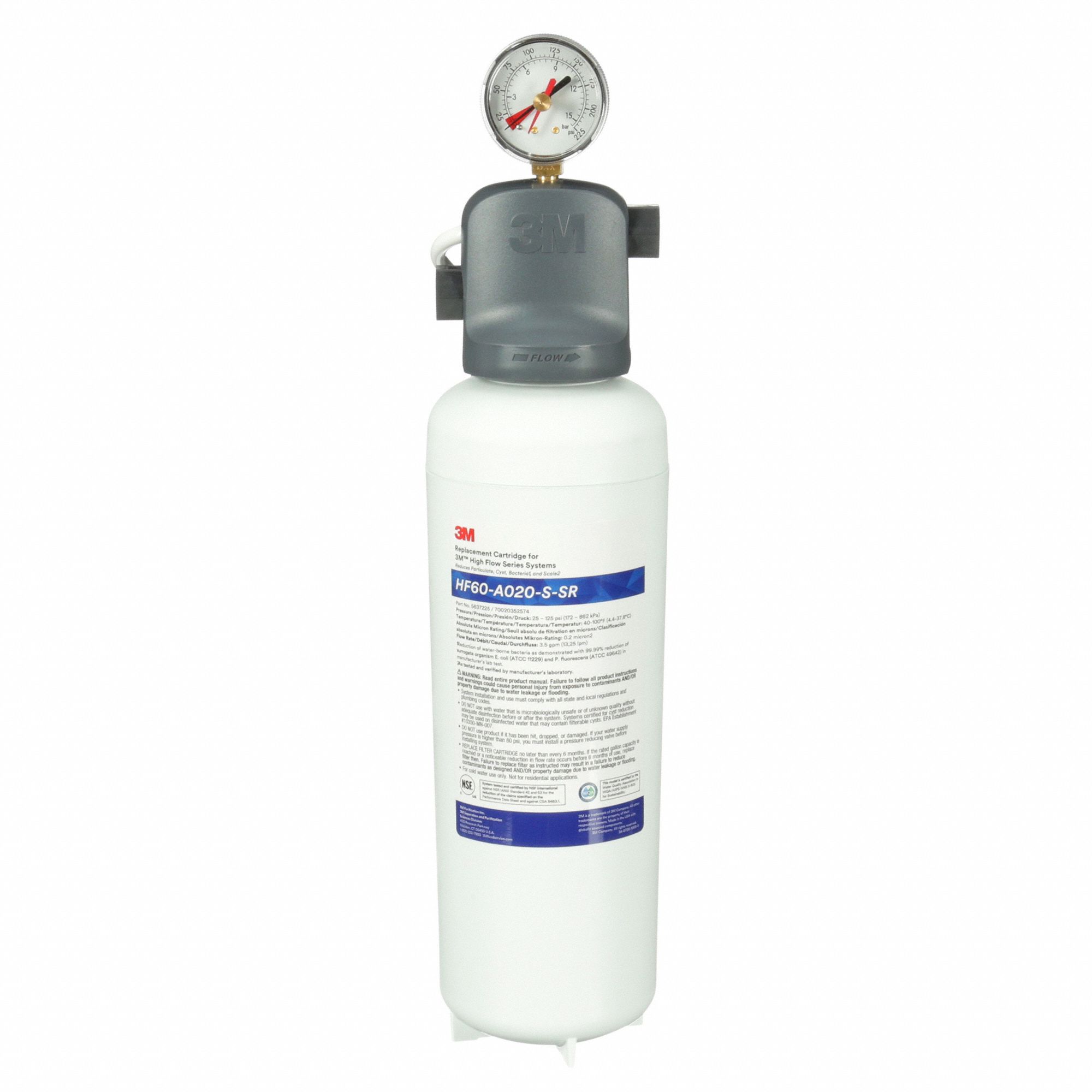 Water Filtration System: 0.2 micron, 3.5 gpm, 40, 000 gal, 18 5/8 in Overall Ht