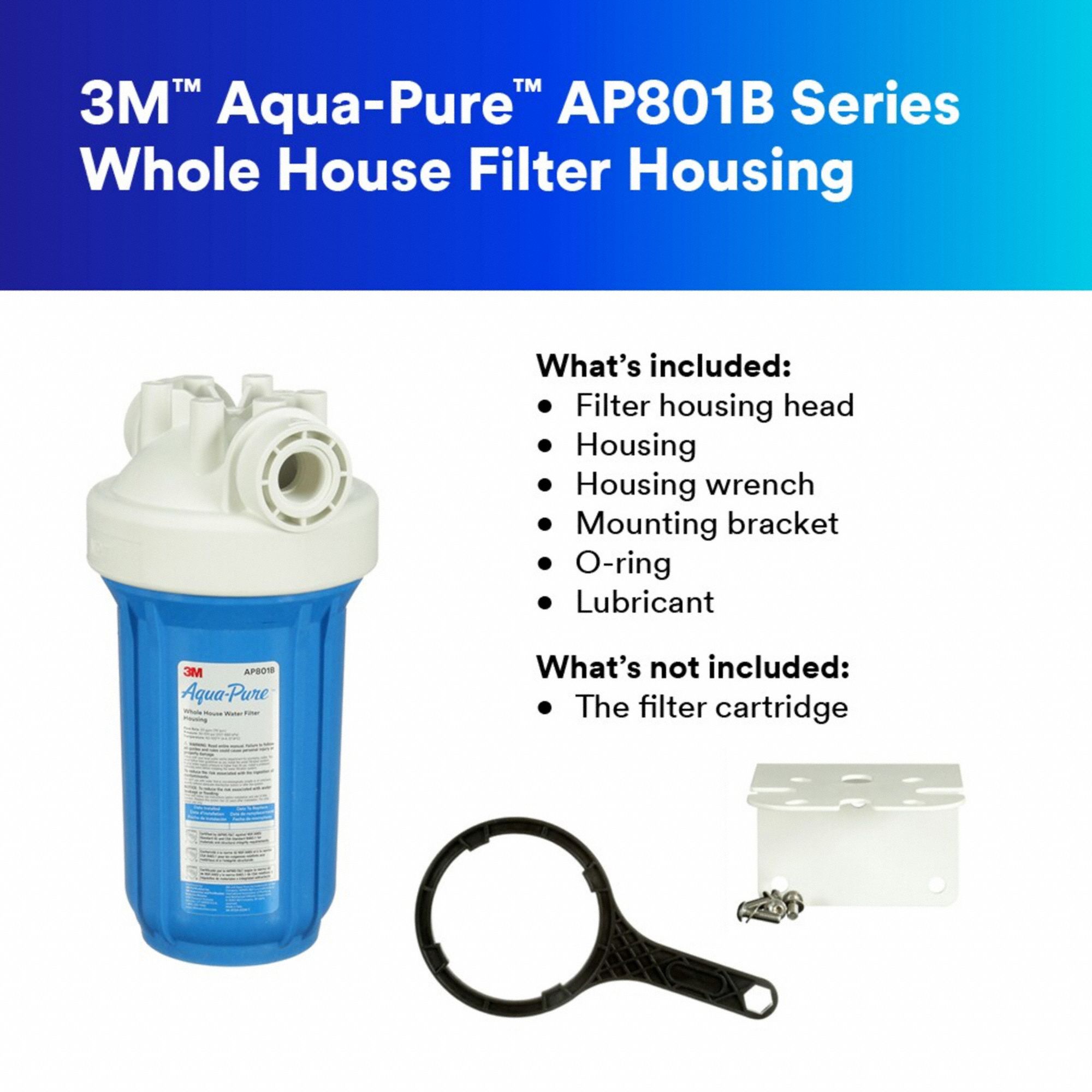 3M AQUA-PURE Filter Housing: 1 In, NPT, 20 Gpm, 100 Psi Max Pressure ...