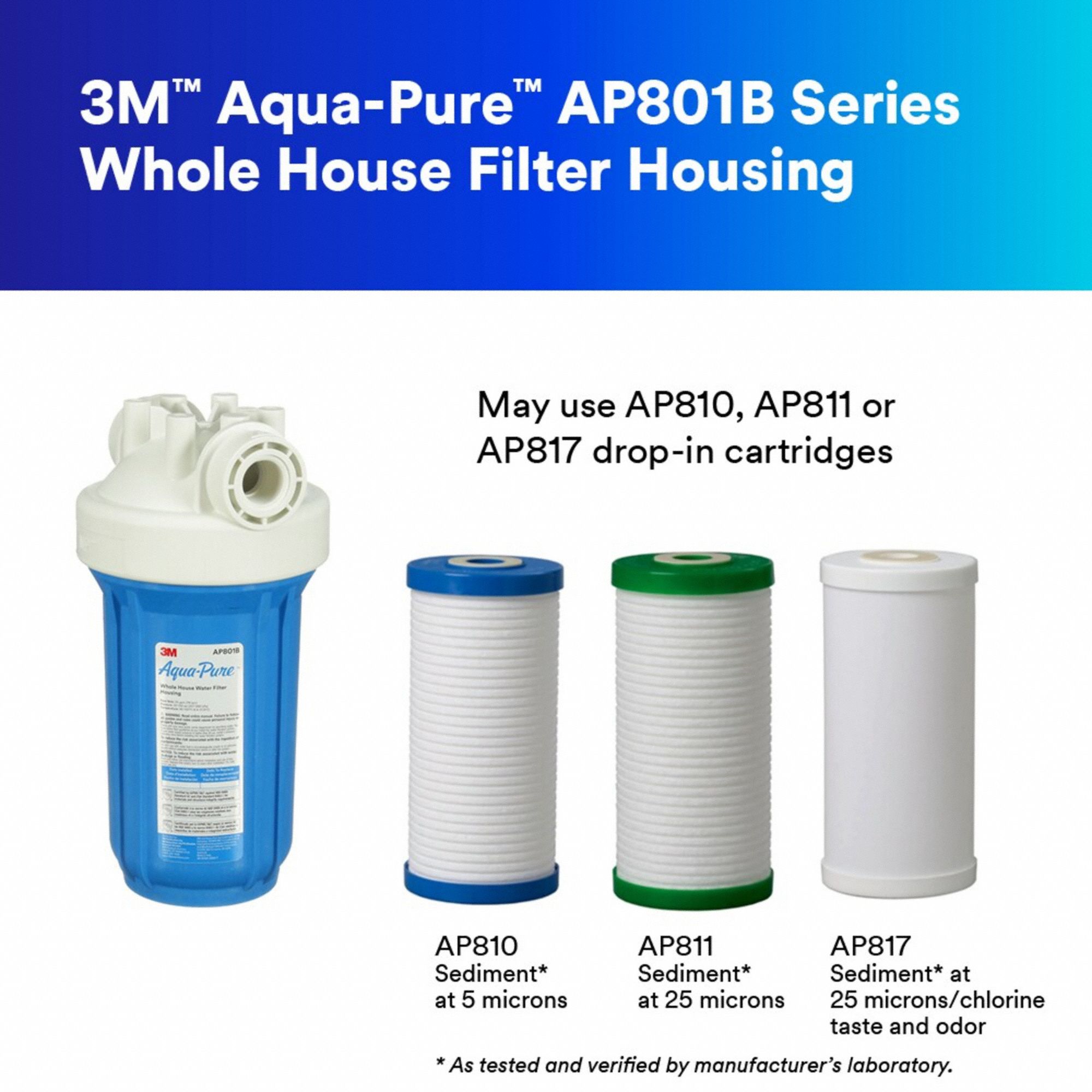 3M AQUA-PURE Filter Housing: 1 In, NPT, 20 Gpm, 100 Psi Max Pressure ...