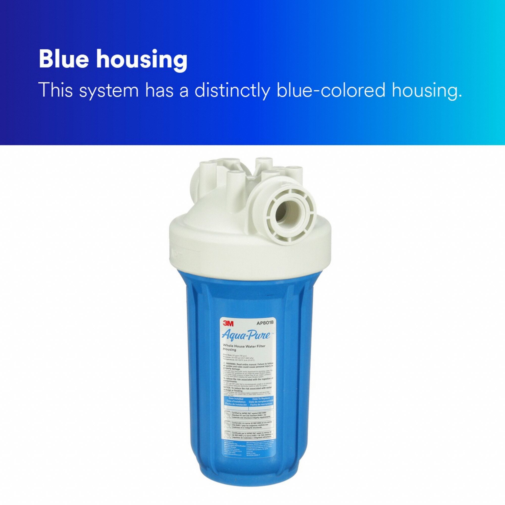 3M AQUAPURE Filter Housing 1 in, NPT, 45 gpm, 100 psi Max Pressure