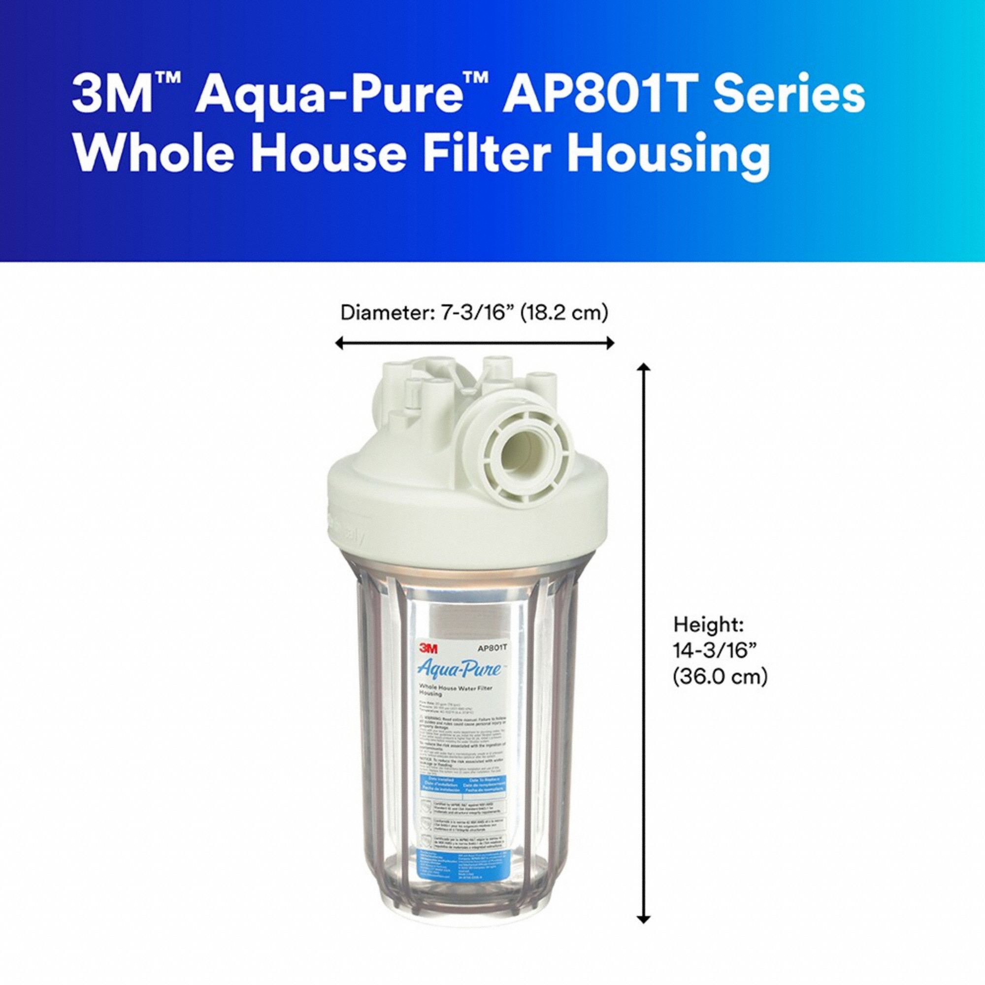 3M AQUAPURE Filter Housing 1 in, NPT, 20 gpm, 100 psi Max Pressure
