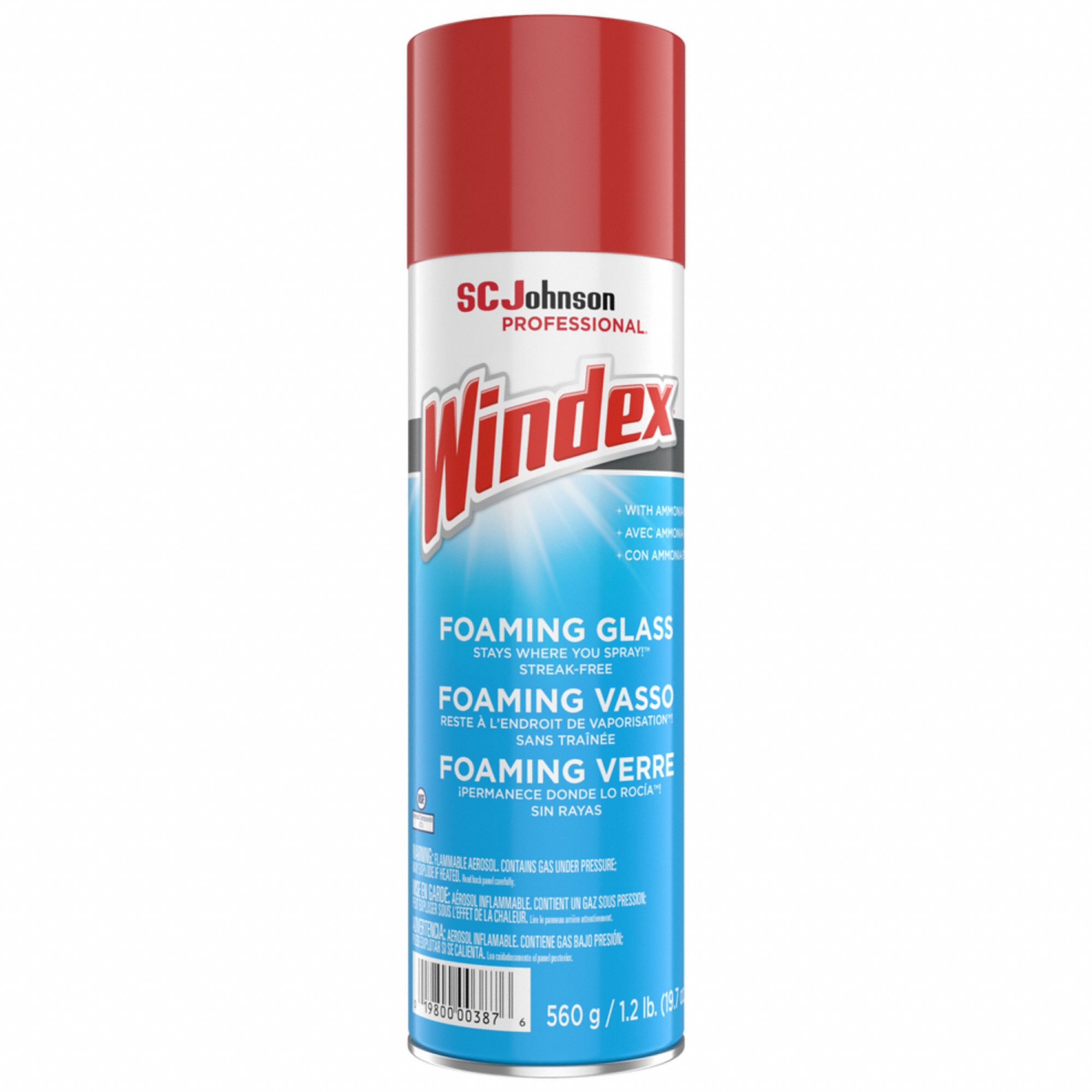 GLASS CLEANER, FOAM, AEROSOL SPRAY CAN, 19.7 OZ, UNSCENTED, 6 PK