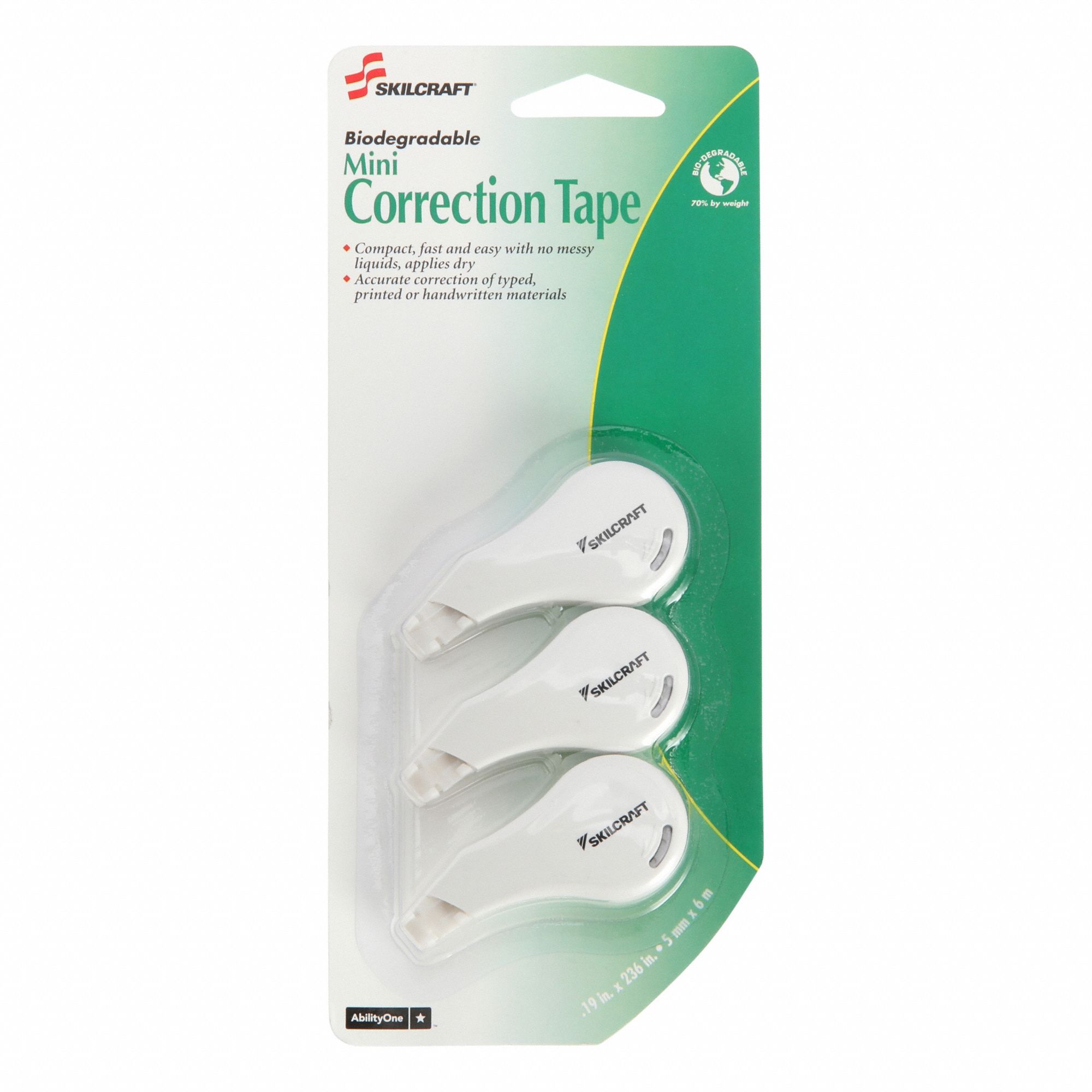 CORRECTION TAPE,WIT,1/IN W,236 IN L,PK3