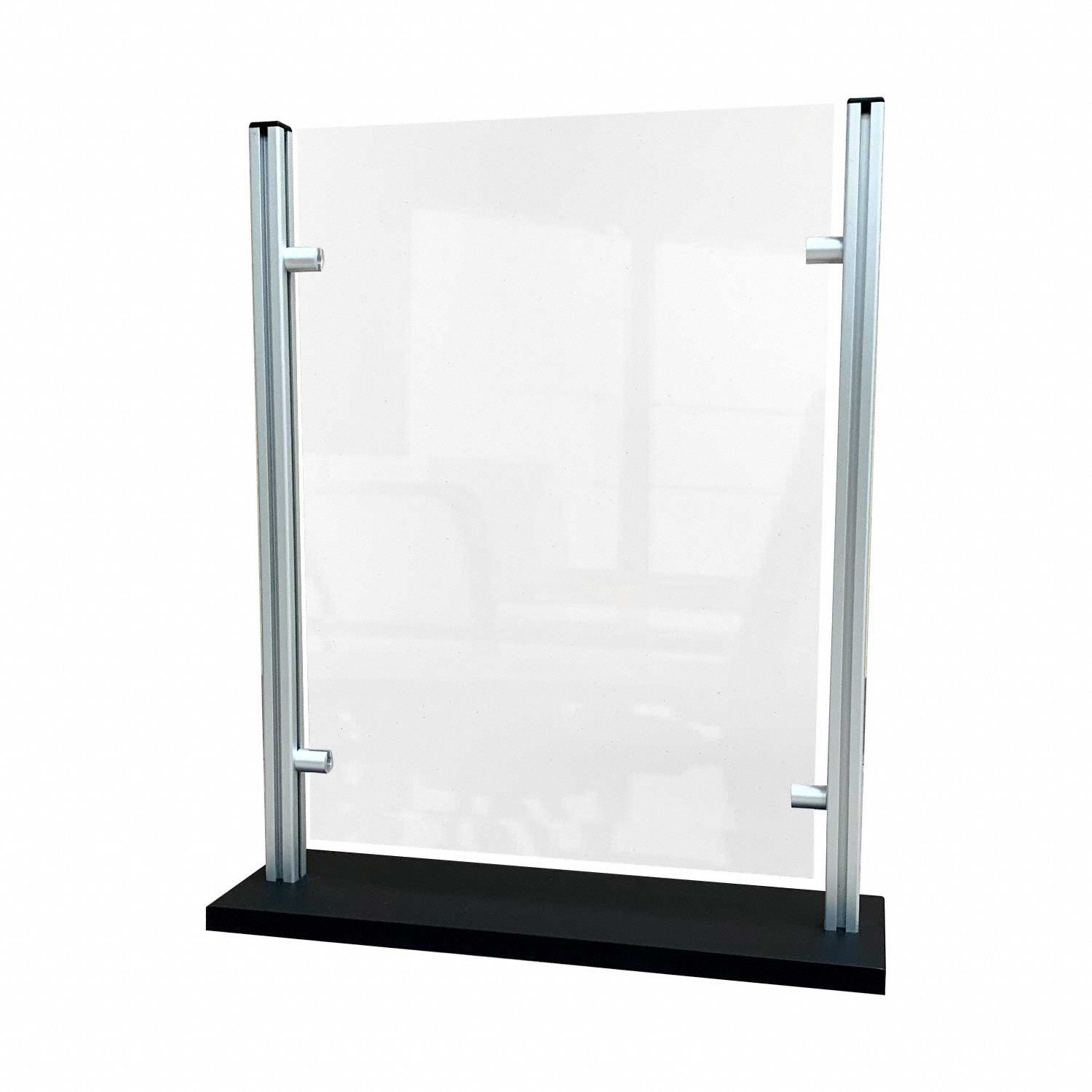 Sneeze Guard Clear Barrier: Mounting Location Desk/Table, 24 in Overall Ht, 19 in Overall Wd