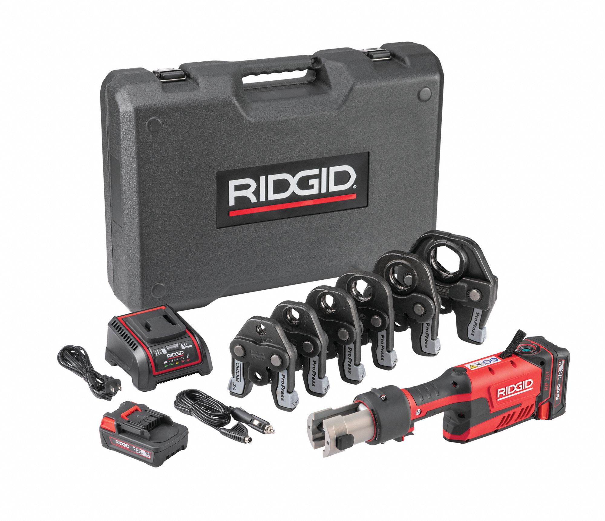 RIDGID, 18V LiIon, Std, Cordless Press Tool Kit 61HR10RP 351 Grainger