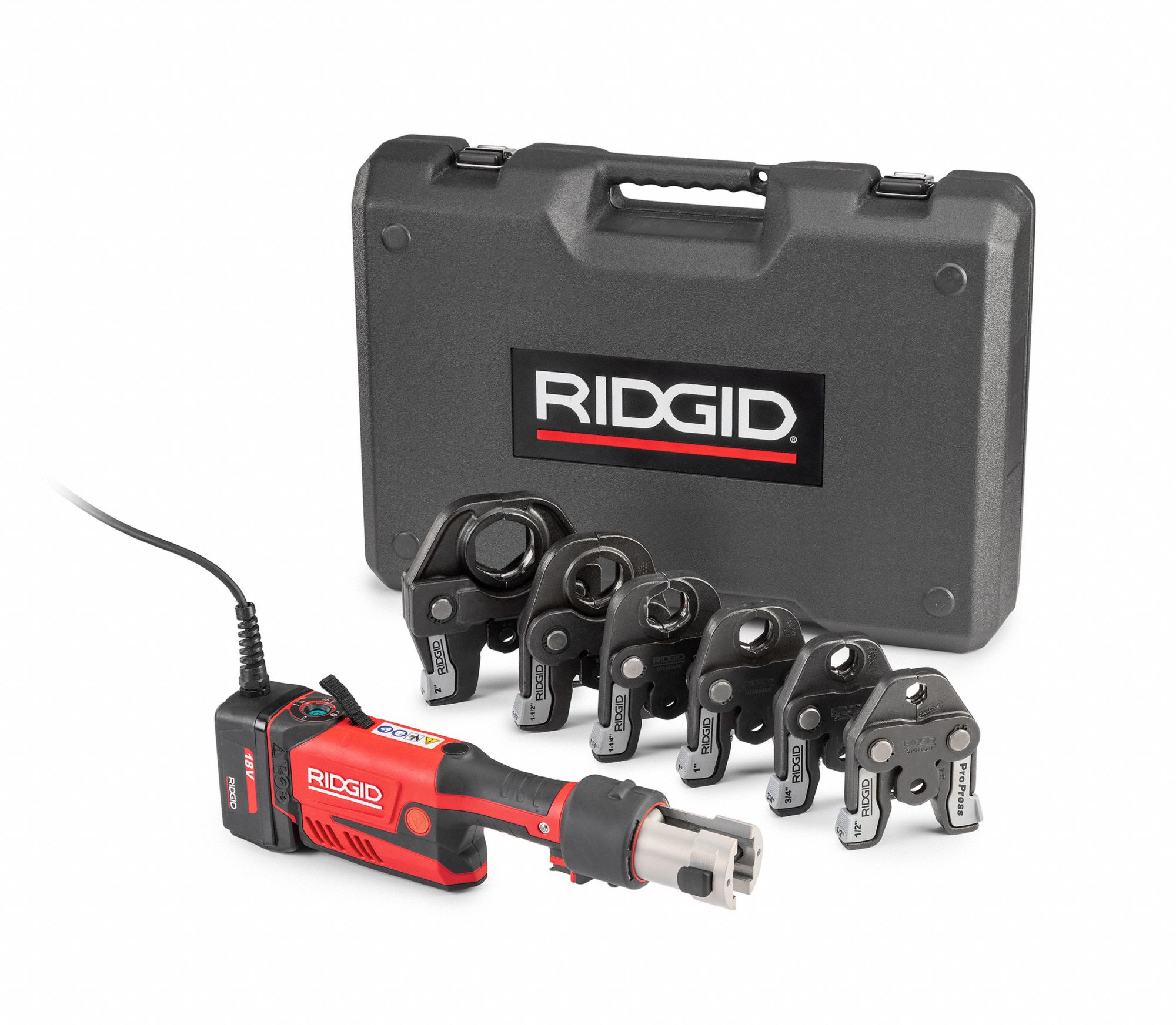 RIDGID Pressing Tool Kit 18 V DC, For 1/2 to 2 in Pipe Size 61HR13