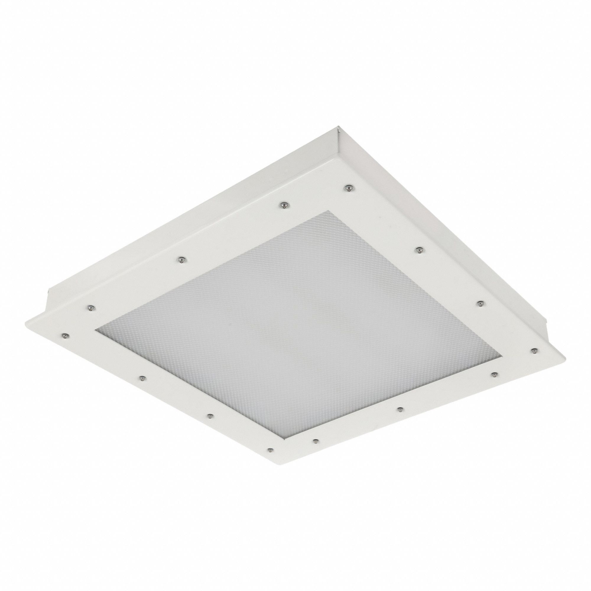 Recessed LED Fixture: 2 ft Lg, 2 ft Wd, 4, 642 lm, 4000K, 50 W, 120 to 277V AC, Steel, 2 7/8 in Ht
