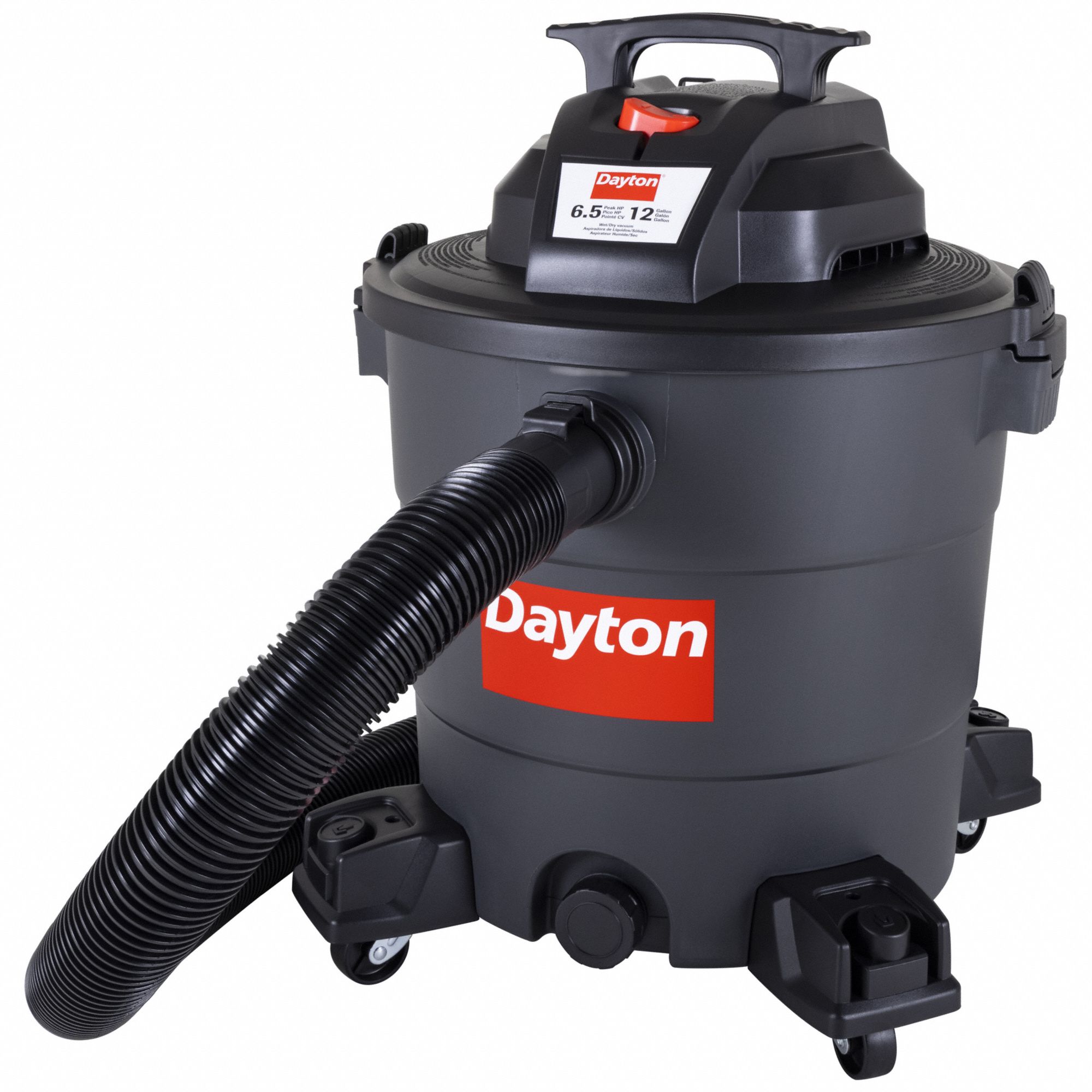 Shop Vacuum: 12 gal Tank Size, Plastic, 3 in Vacuum Hose Dia, 8 ft Hose Lg, 103 cfm Air Flow