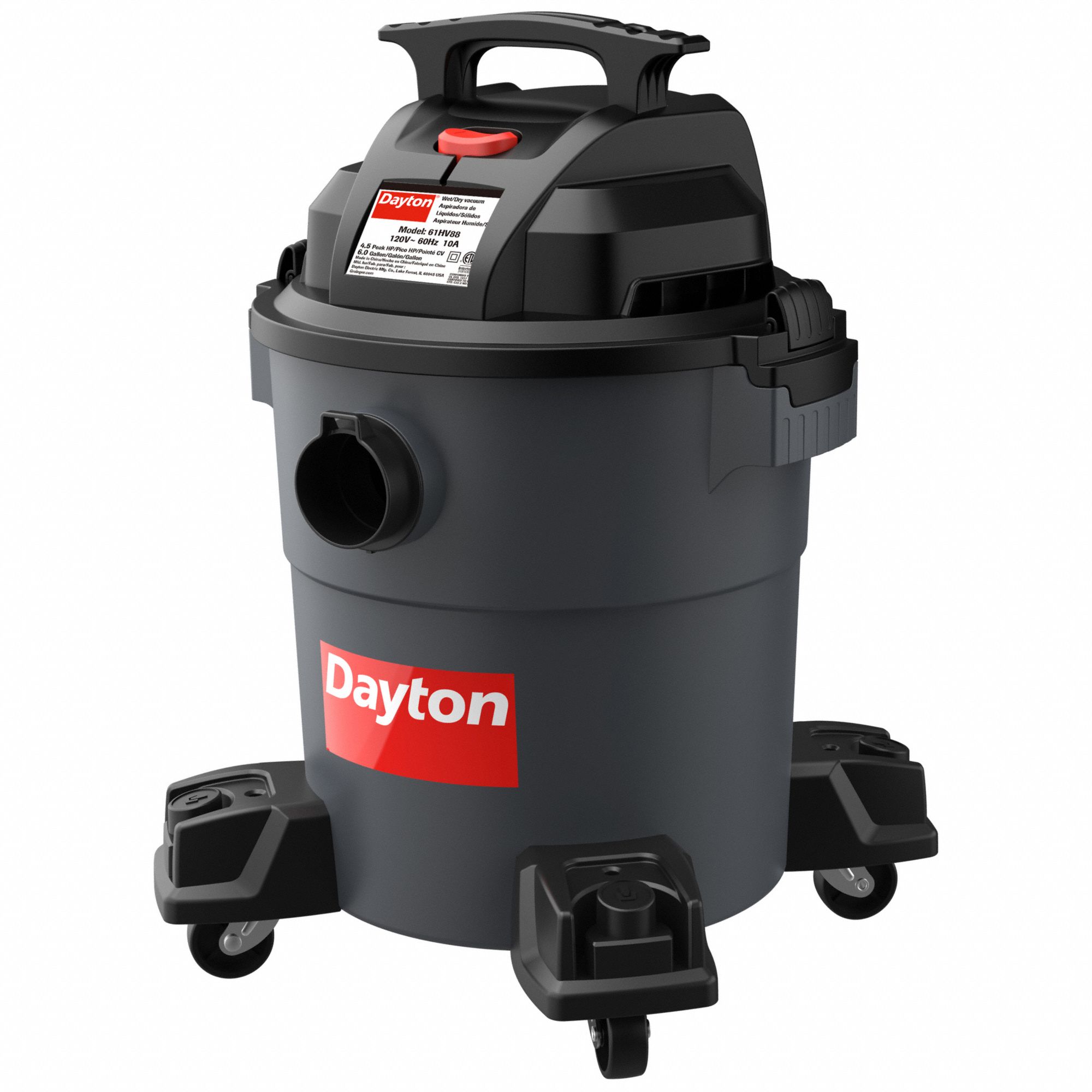 DAYTON, 6 gal Tank Size, Plastic, Shop Vacuum 61HV8861HV88 Grainger