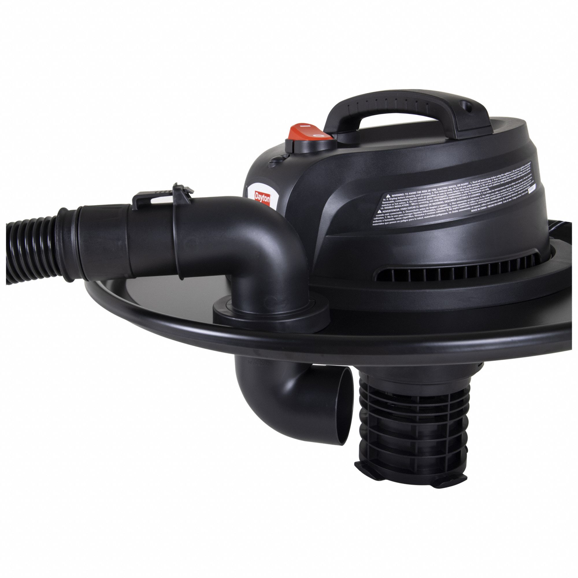 DAYTON DrumTop Vacuum Head Std, Wet/Dry, For 55 gal Drum Capacity, 1