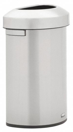 TRASH CAN, STAINLESS STEEL, DOME TOP, SILVER, 16 GALLON CAPACITY