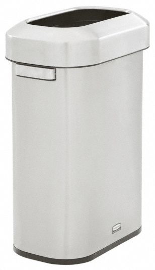 TRASH CAN, STAINLESS STEEL, DOME TOP, SILVER, 15 GALLON CAPACITY