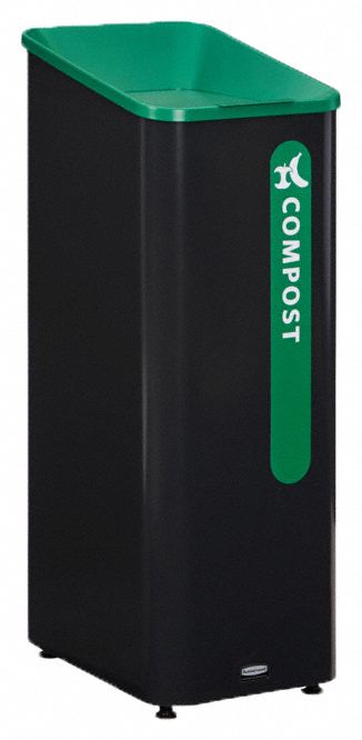 RECYCLING CAN, SQUARE, 15 GALLON TRASH CONTAINER CAPACITY, METAL, BLACK