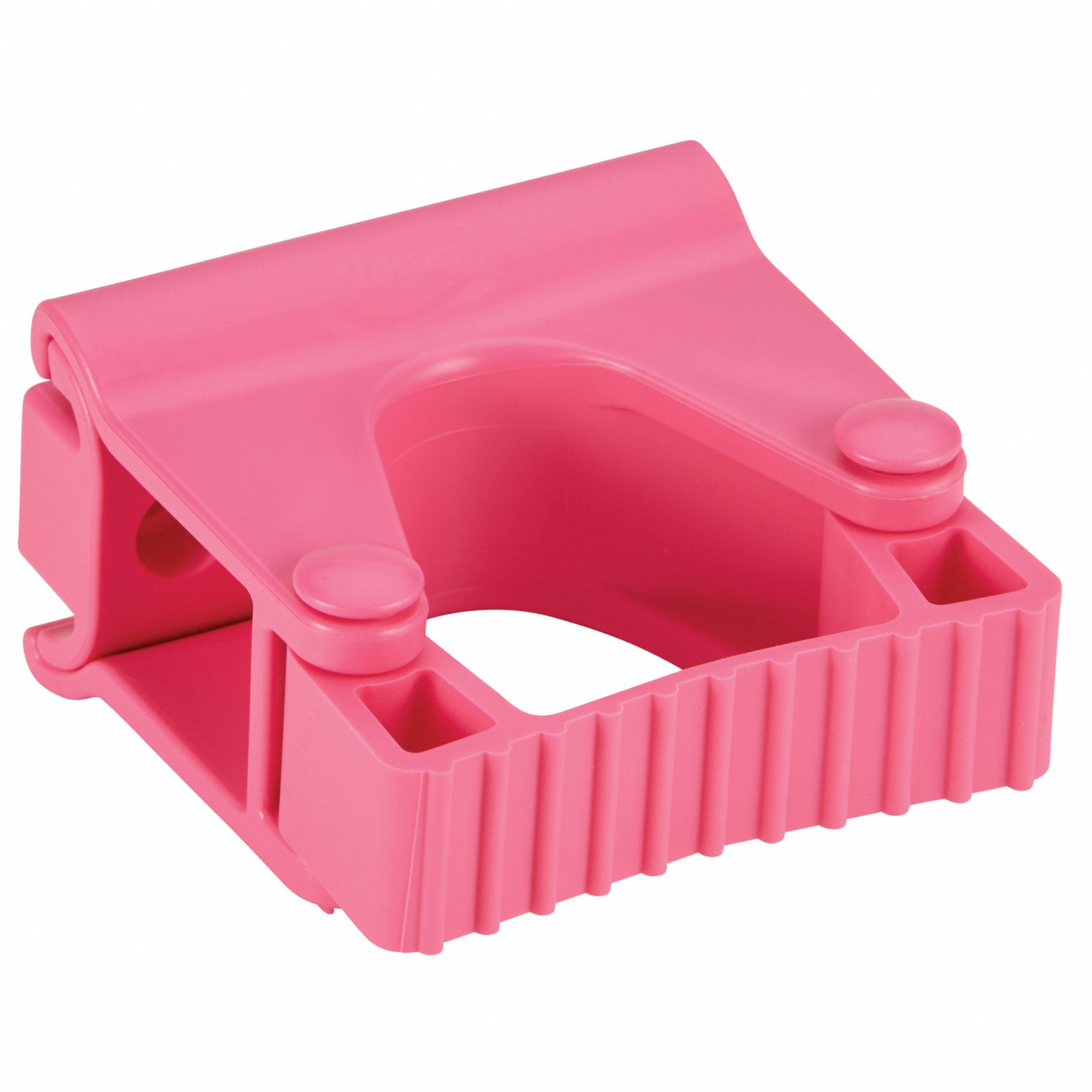 Tool Wall Bracket: For 1 1/8 in to 1 1/4 in Handle Dia, Pink, 3 1/4 in Lg, 3 3/8 in Wd