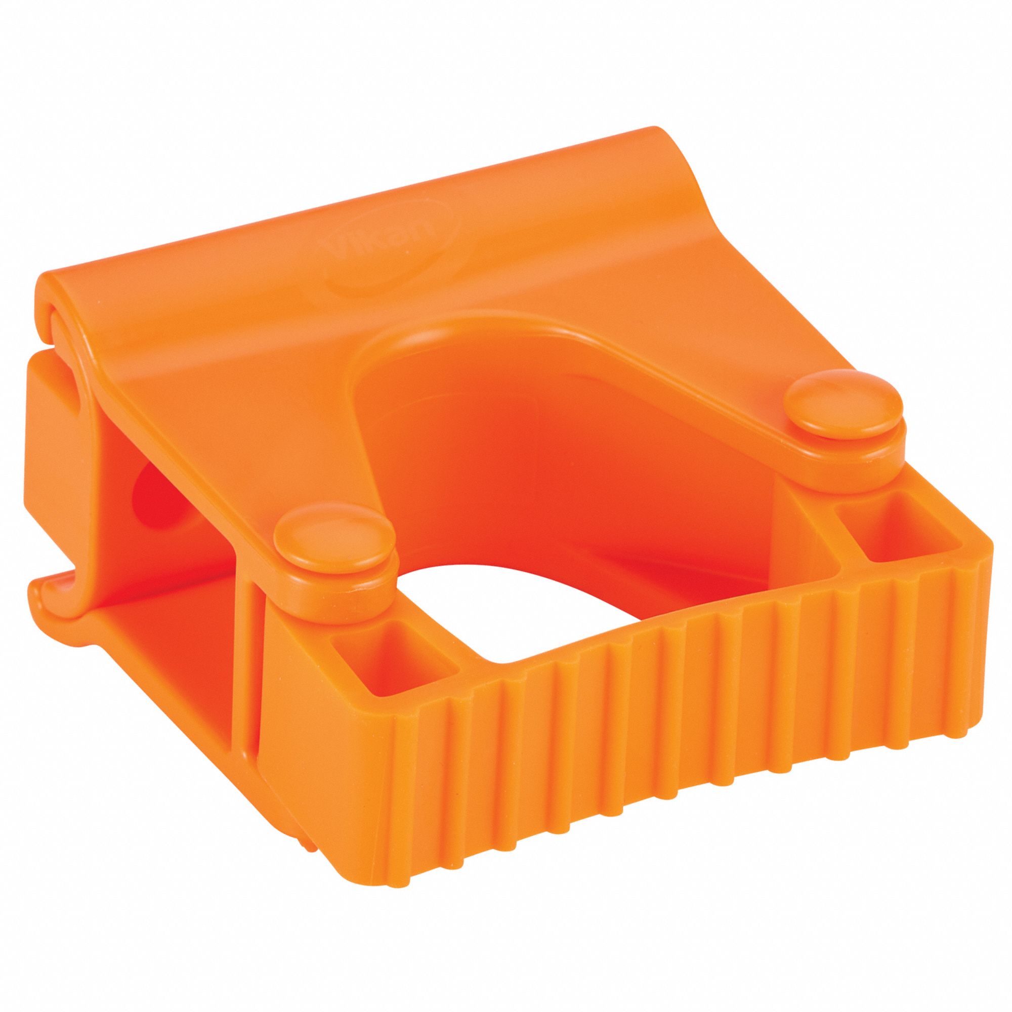 Tool Wall Bracket: For 1 1/8 in to 1 1/4 in Handle Dia, Orange, 3 1/4 in Lg, 3 3/8 in Wd