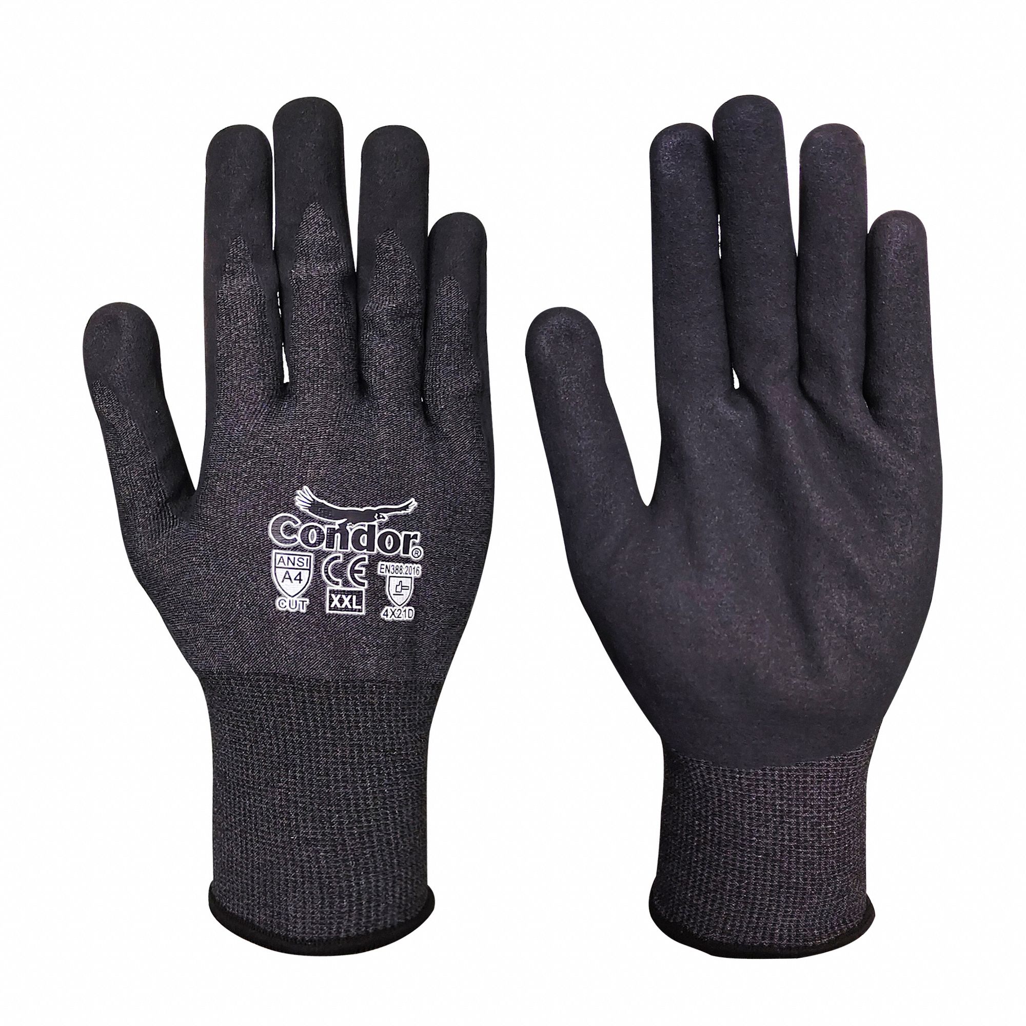 KNIT GLOVES,2XL,BLACK,18 GA,PR