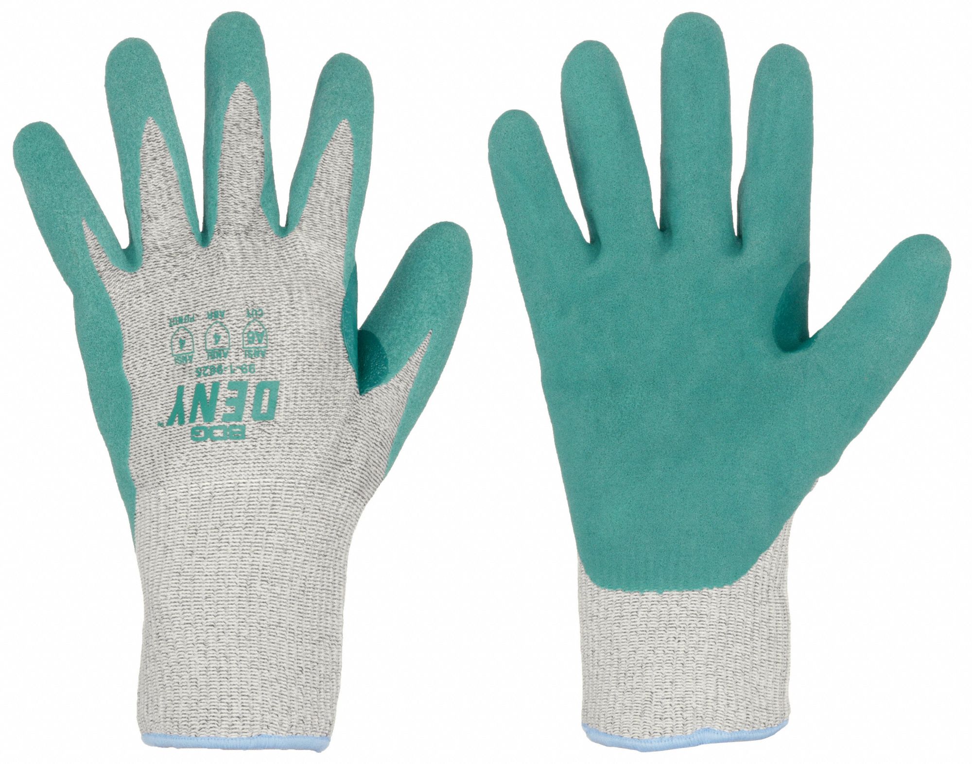 GANTS EN TRICOT,NIV COUPE ANSI A6/PERF 4/ABRSN 4,PT/7,CAL 13,11 PO L,GR/VT,HPPE/NITRILE,PR