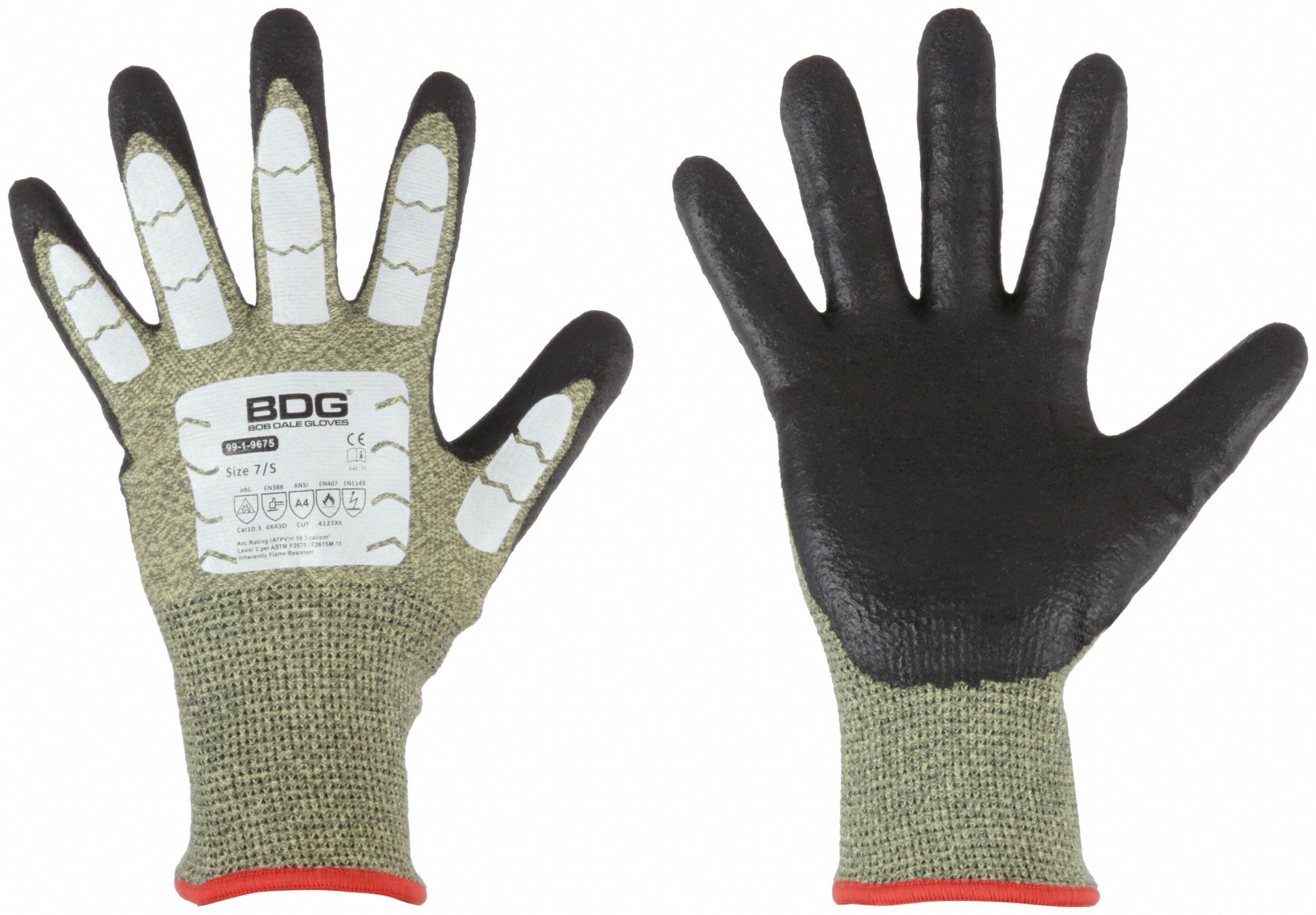 ARC FLASH GLOVES,CUT/HEAT-RESISTANT,MEDIUM/8,GRN/BLK,13 GA,ARAMID/BIOPOLYMER,PAIR