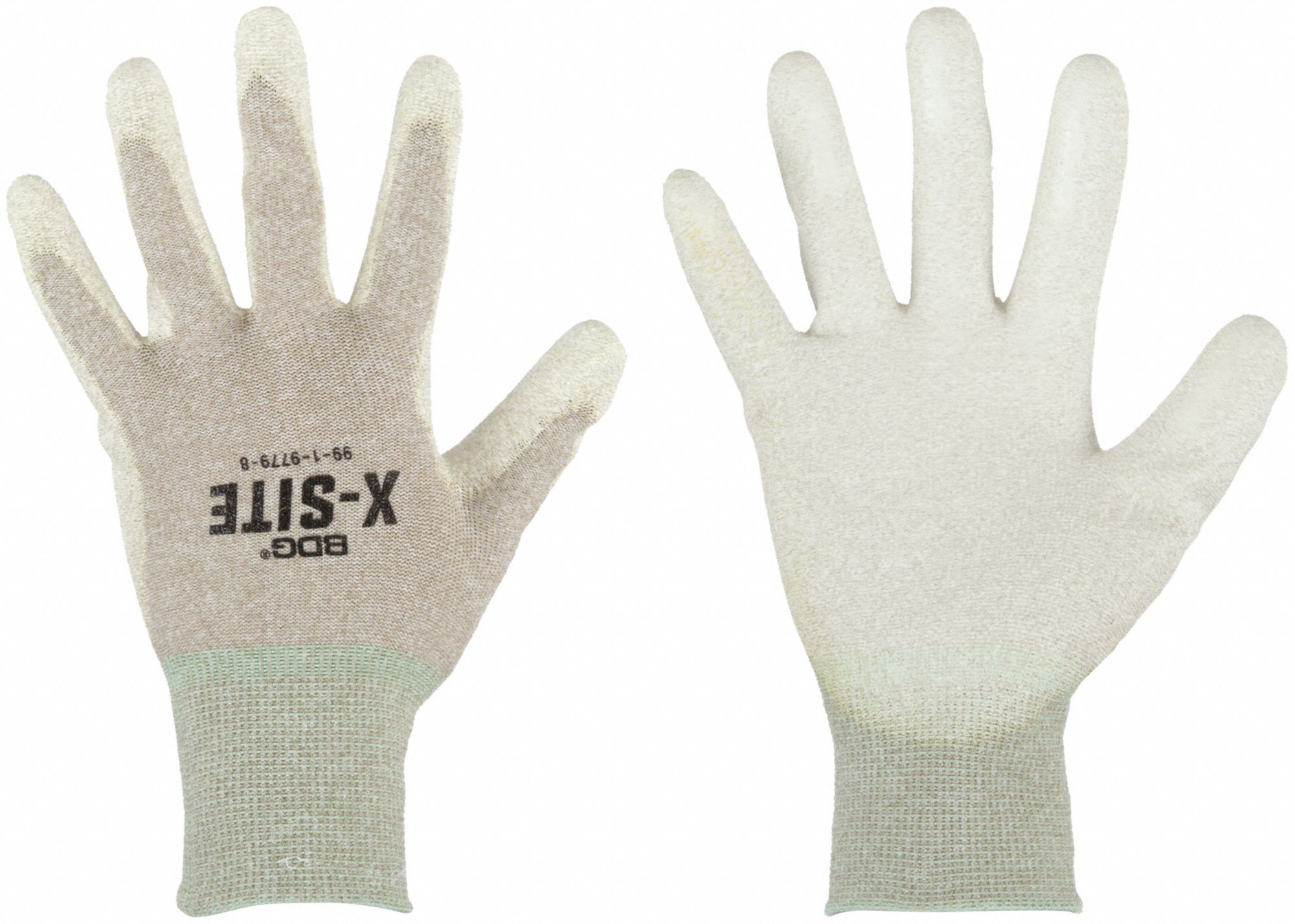 GLOVES, ANTI-STATIC, PALM/FINGER COATING, 15 GAUGE, TEXTURED, SIZE 7, WHITE, NITRILE, NYLON, PR 1