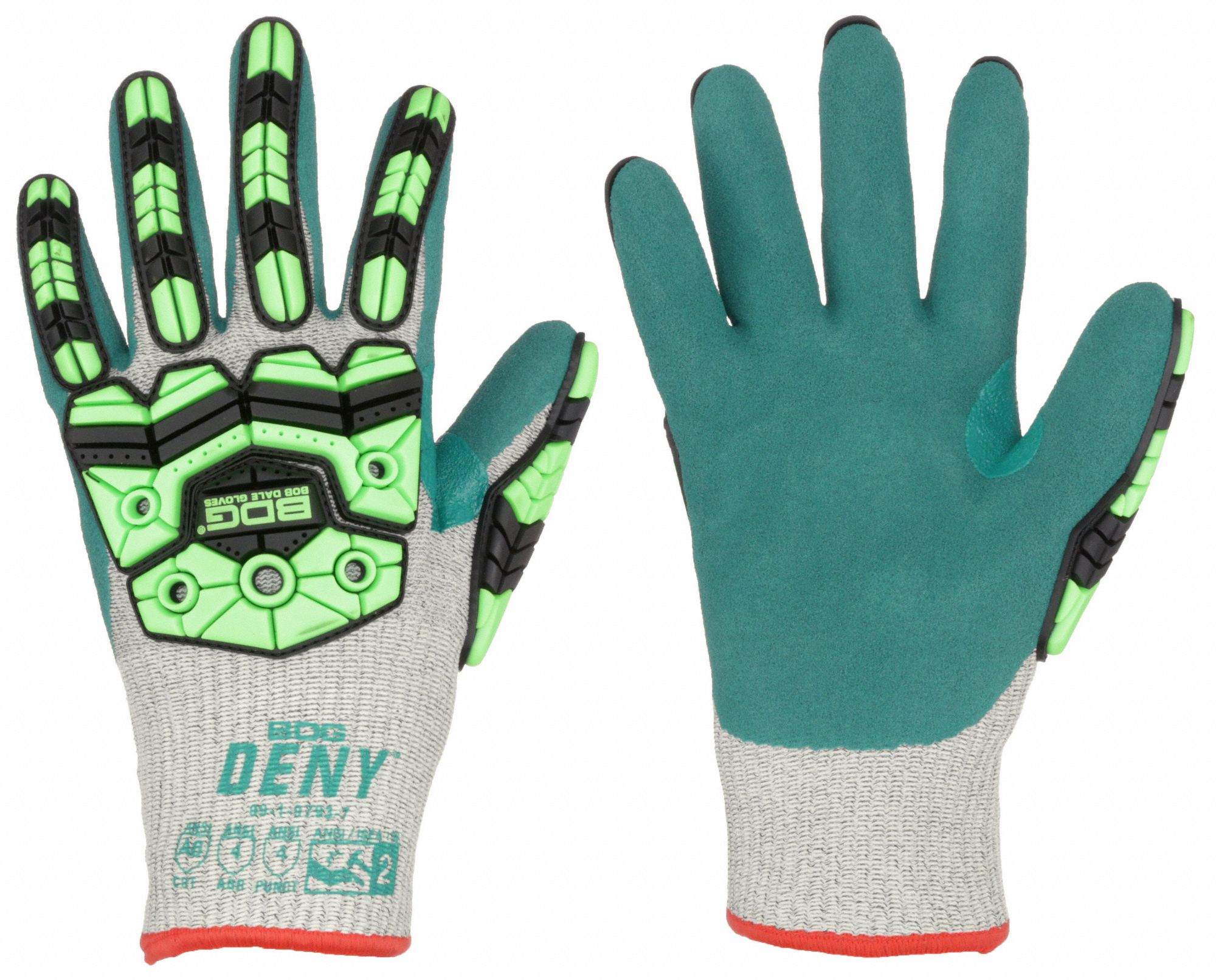 Knit Gloves: 2XL ( 11 ), ANSI Cut Level A6, ANSI Impact Level 2, Palm, Dipped, Nitrile, 1 PR