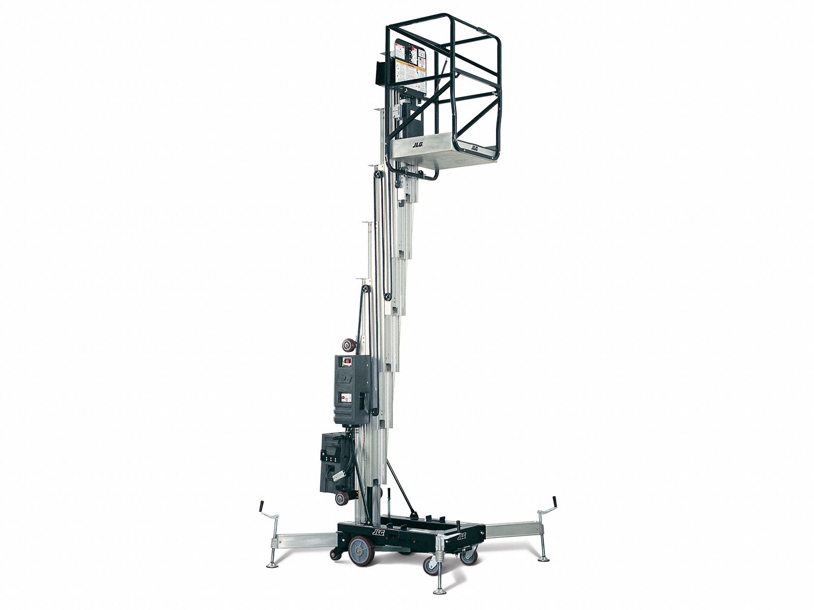 Personnel Lift: Push-Around, 12 VDC Battery, 300 lb Load Capacity, 44 ft Max. Work Ht