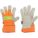 LEATHER WORK GLOVES, L (9), PREMIUM COWHIDE, WING THUMB, SAFETY CUFF, HI VIS ORANGE