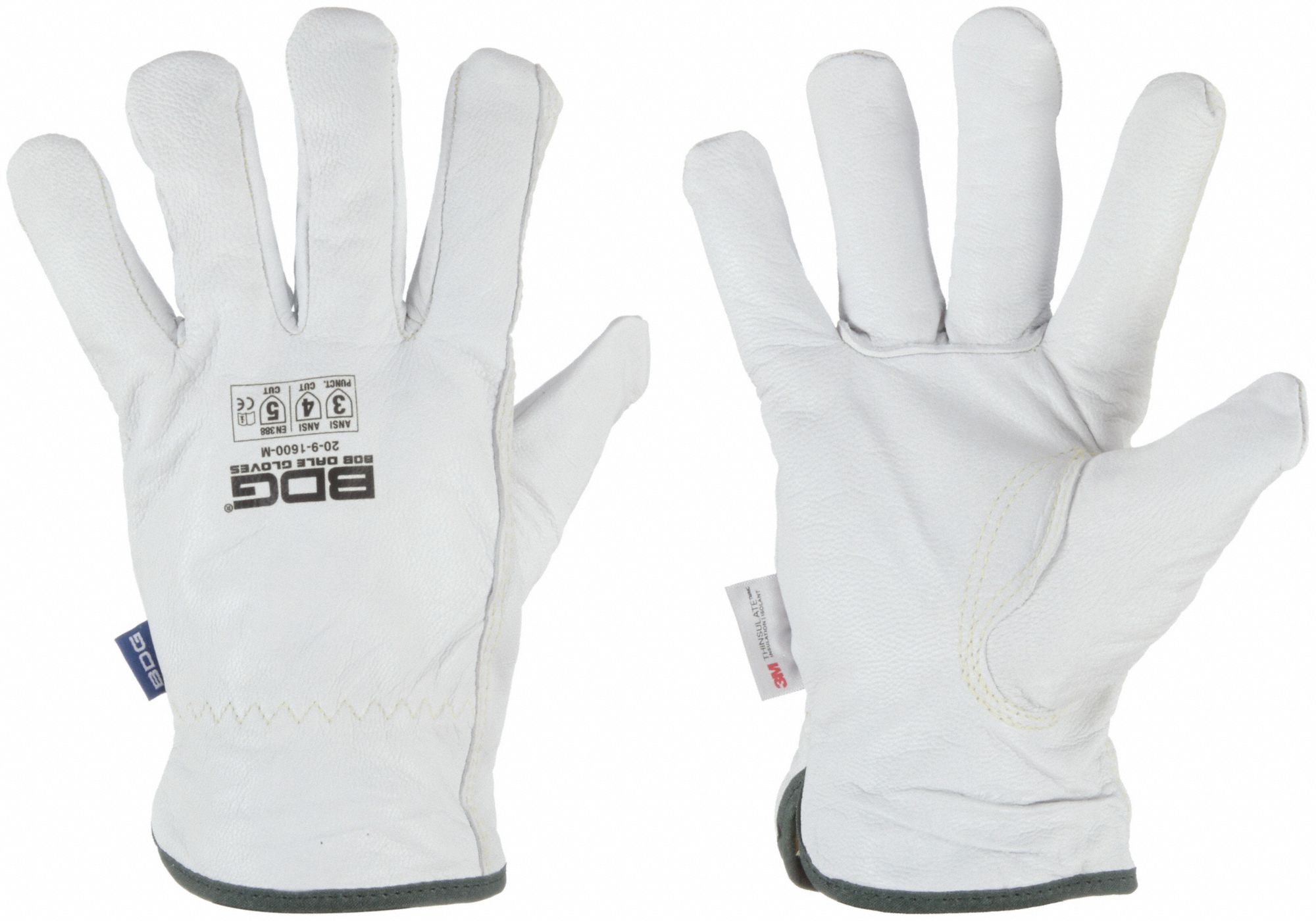 GOATSKIN SAFETY GLOVE, HEAVY-DUTY, 100 G, CUT RESISTANT, SZ XL, WHITE, KEVLAR-LINED, PR