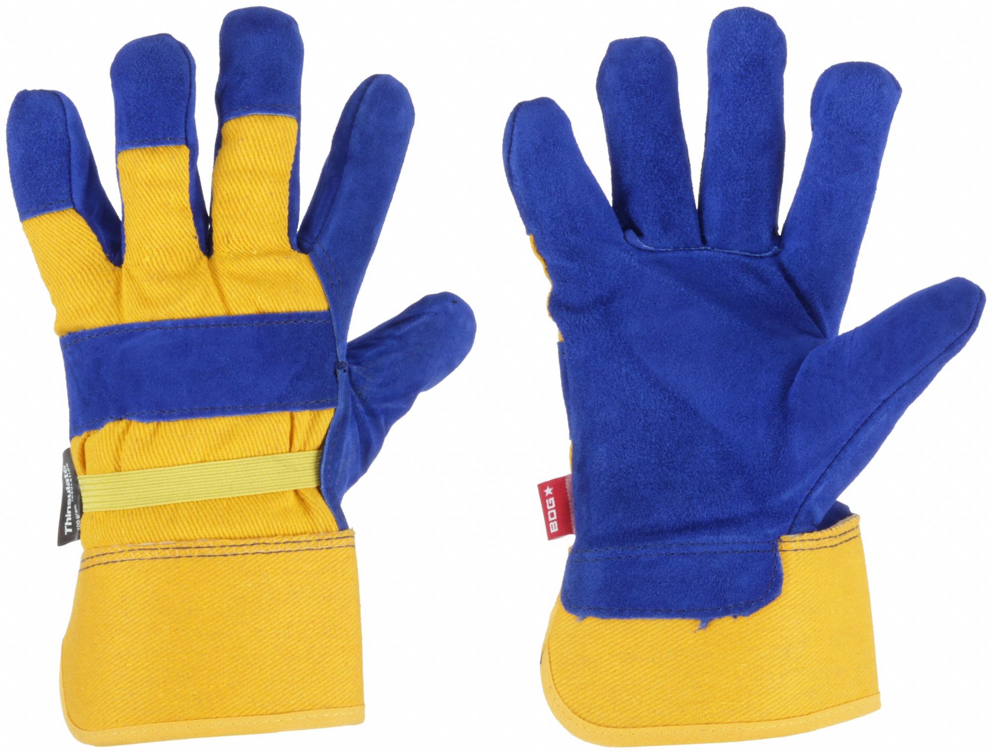 GANT P/ FEMMES, POUCE AILE, TLL, CUIR/THINSULATE, BLEU/JAUNE, PAIRE
