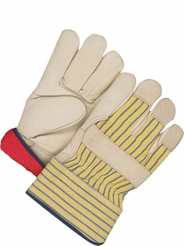 COLD PROTECTION GLOVES, GAUNTLET CUFF/FLEECE LINING, ONE SIZE, BEIGE/YELLOW