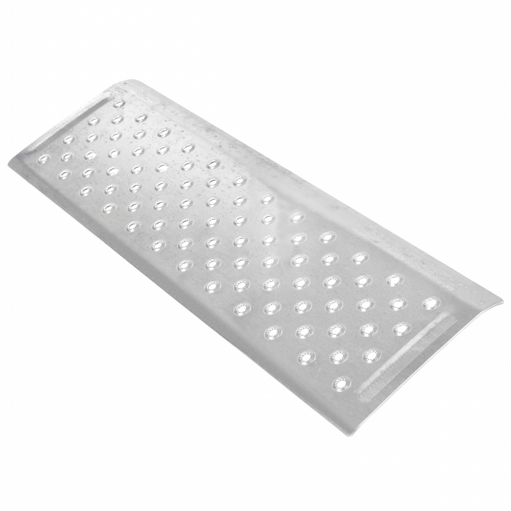 Threshold Ramp: 32 in Usable Wd, Threshold Ramp, 600 lb Max Load Capacity, Aluminum, Silver, Punched