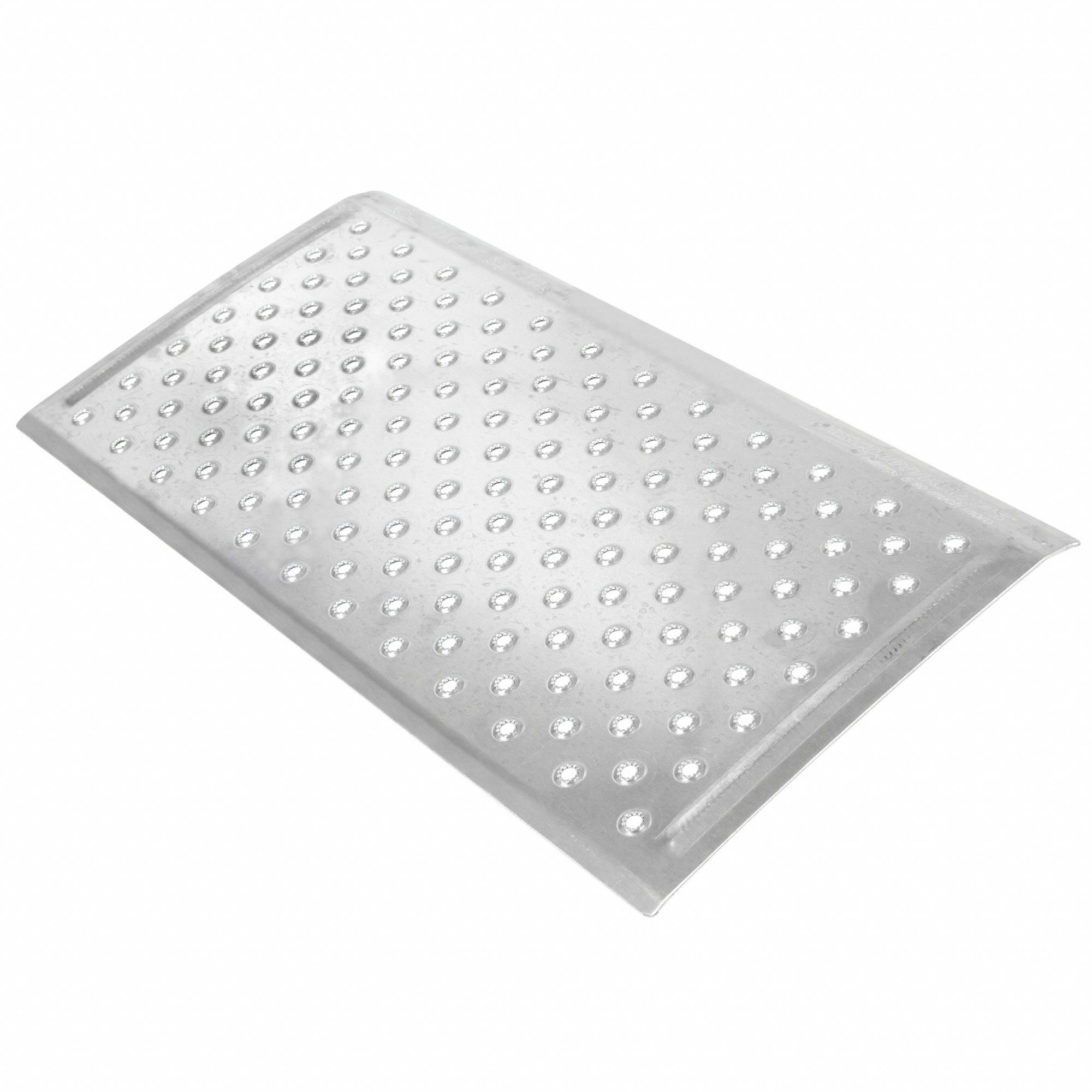 Threshold Ramp: 32 in Usable Wd, Threshold Ramp, 600 lb Max Load Capacity, Aluminum, Silver, Punched