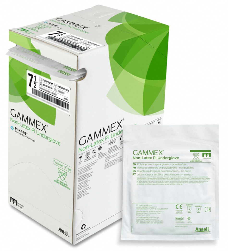 Disposable Gloves: Medical-Grade, S ( 7 ), Powder-Free, Polyisoprene, Unlined, Smooth, 50 PK