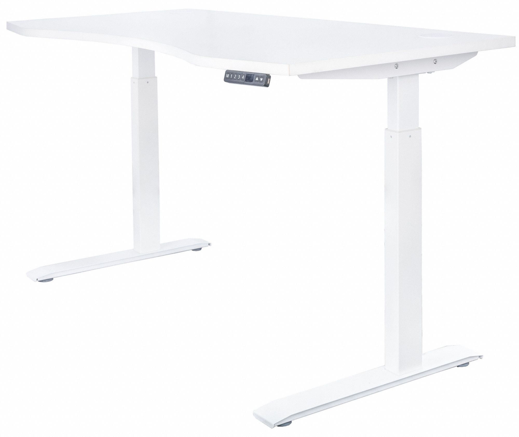 Height Adjustable Desk: 60 in Overall Wd, 28 in to 48 in, 30 in Overall Dp, White Top