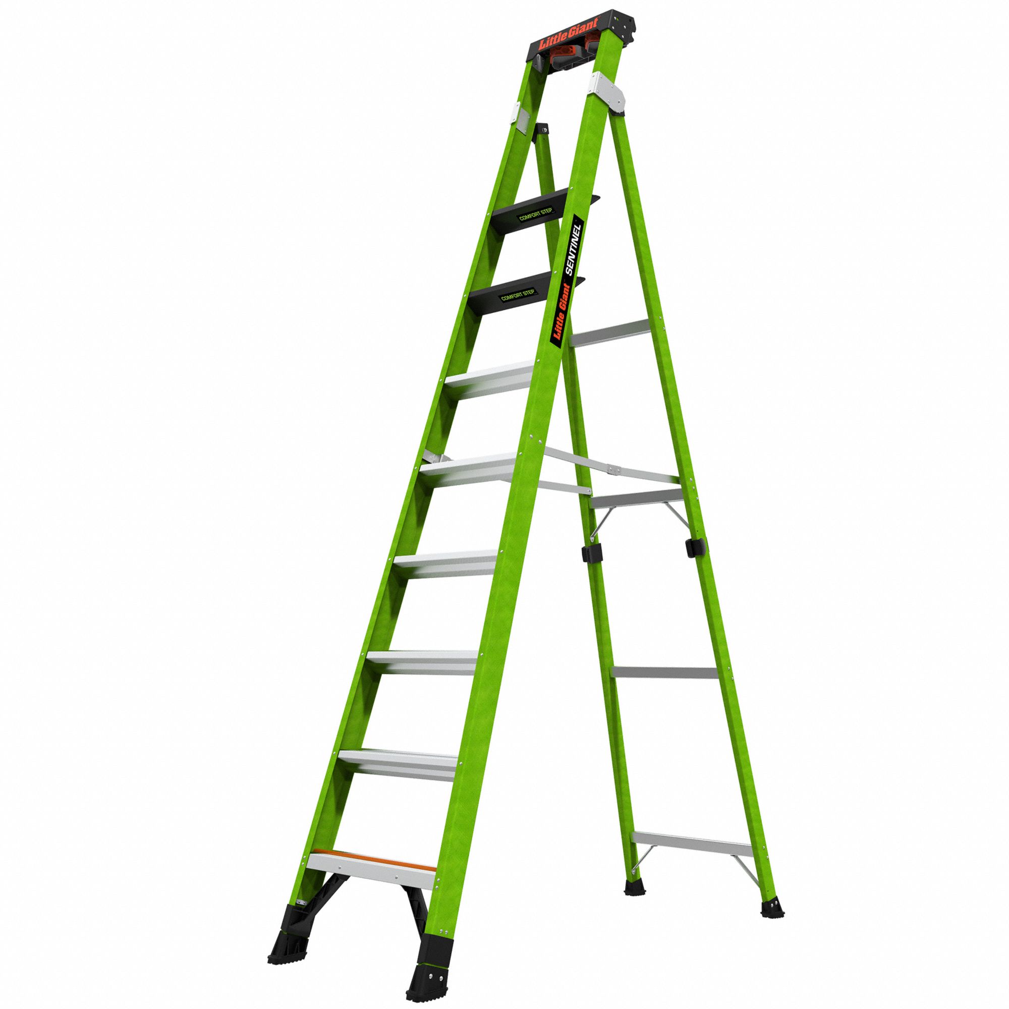 Stepladder: 10 ft Ladder Size, Fiberglass, 375 lb Load Capacity, 40 lb Wt