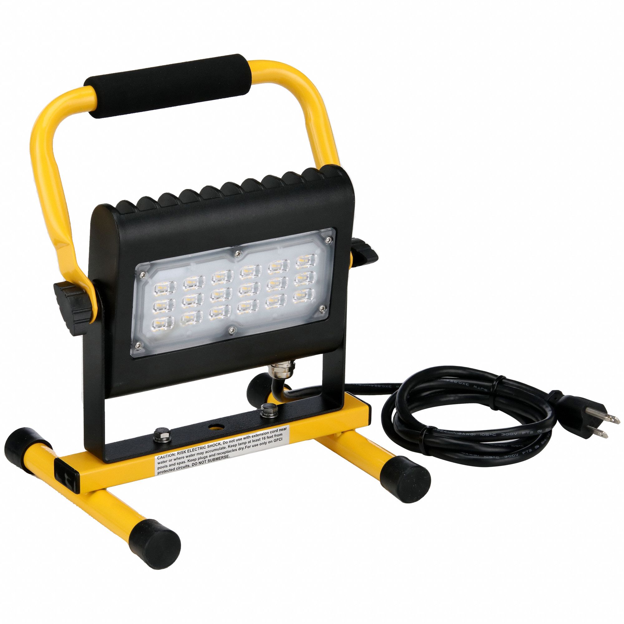 WORK LIGHT, 1 LAMP HEAD, FLOOR STAND, 3000 LUMENS, 50000 HR, IP 65, 120 V, 30 W, YELLOW/BLACK