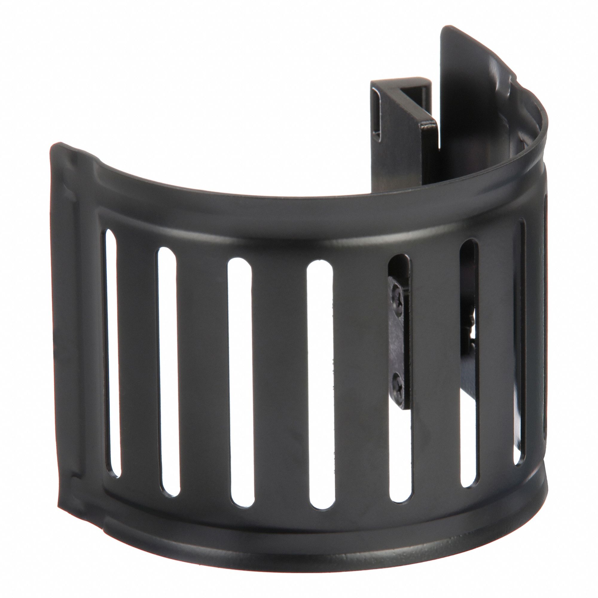 Drill Press Guard: Curved, 6 1/4 in Guard Wd, 5 1/8 in Guard Ht, Collar Clamp, Steel