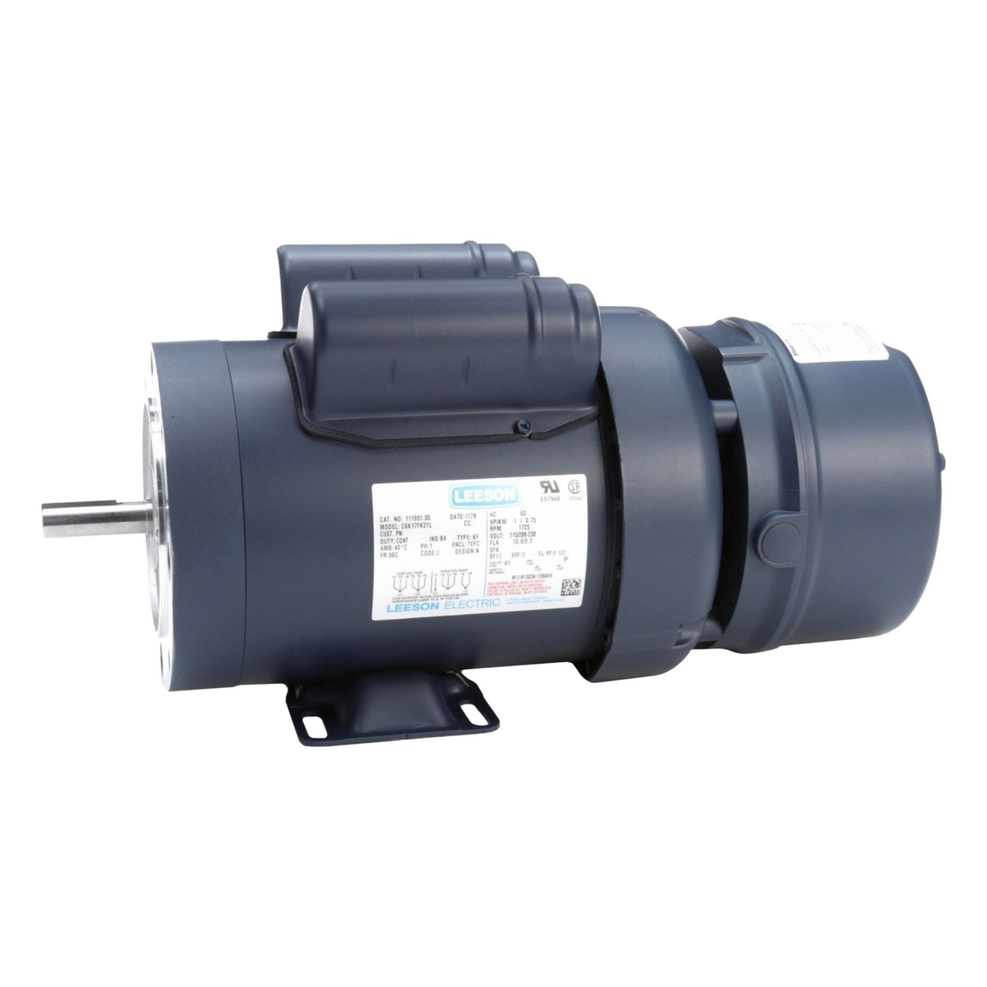 Brake Motor: Totally Enclosed Fan Cooled, 1 hp Horsepower, 1, 725 RPM RPM, 115/208-230V AC, B
