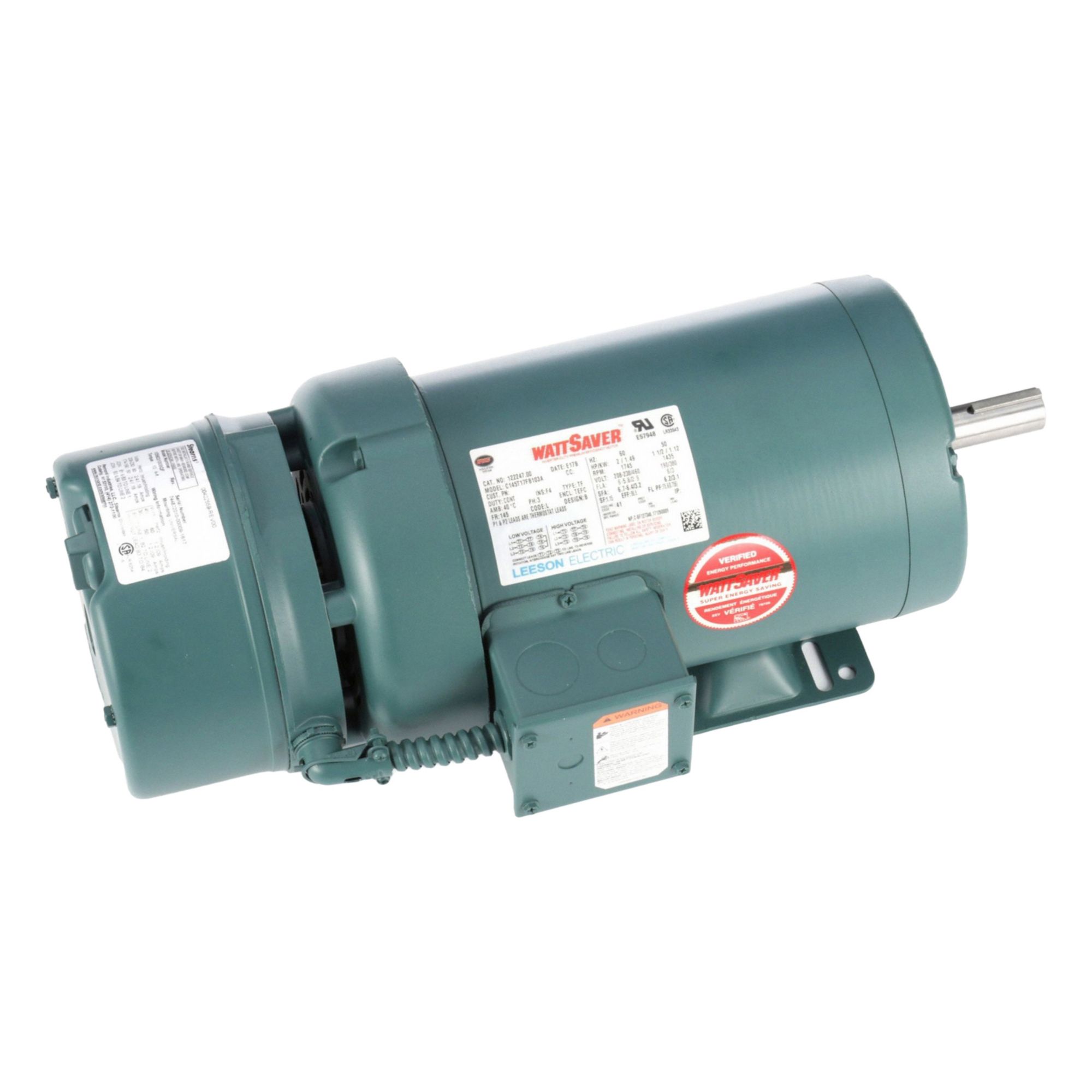 Brake Motor: Totally Enclosed Fan Cooled, 2 hp Horsepower, 1, 745 RPM RPM, 208-230/460V AC, F
