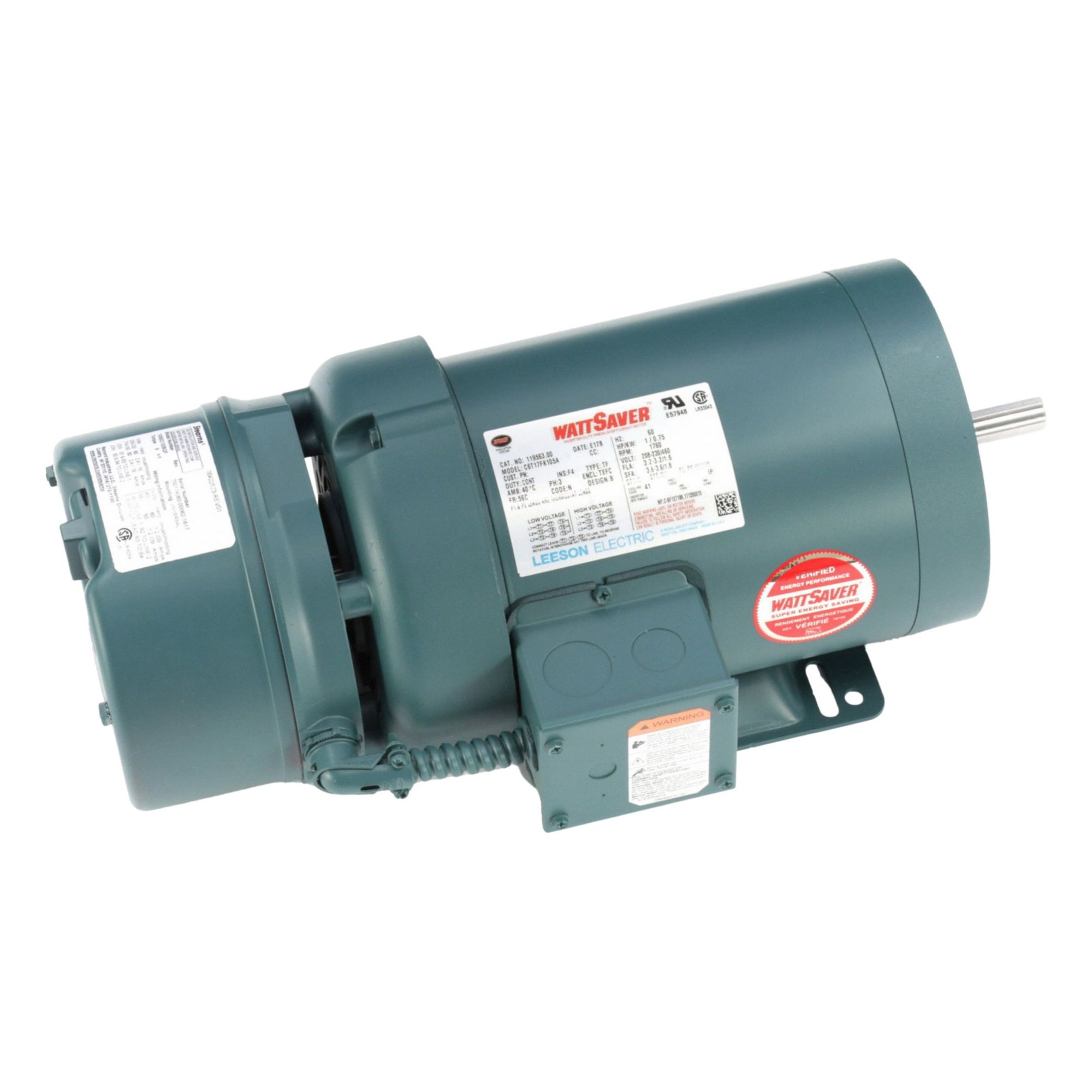 Brake Motor: Totally Enclosed Fan Cooled, 1 hp Horsepower, 1, 760 RPM RPM, 230/460V AC, 1.7 A