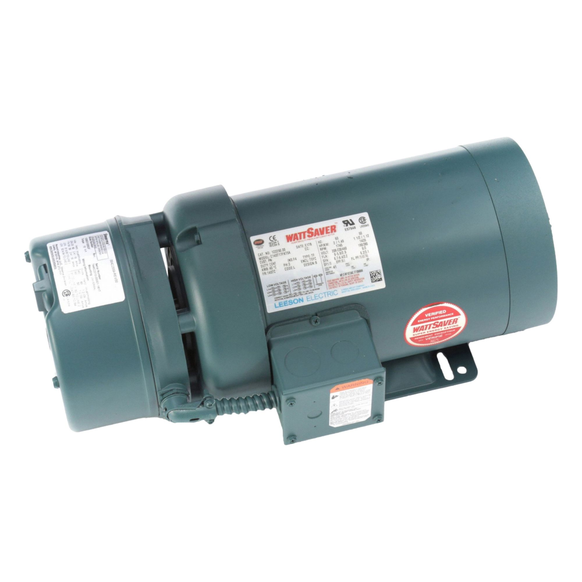 Brake Motor: Totally Enclosed Fan Cooled, 2 hp Horsepower, 1, 745 RPM RPM, 208-230/460V AC, F