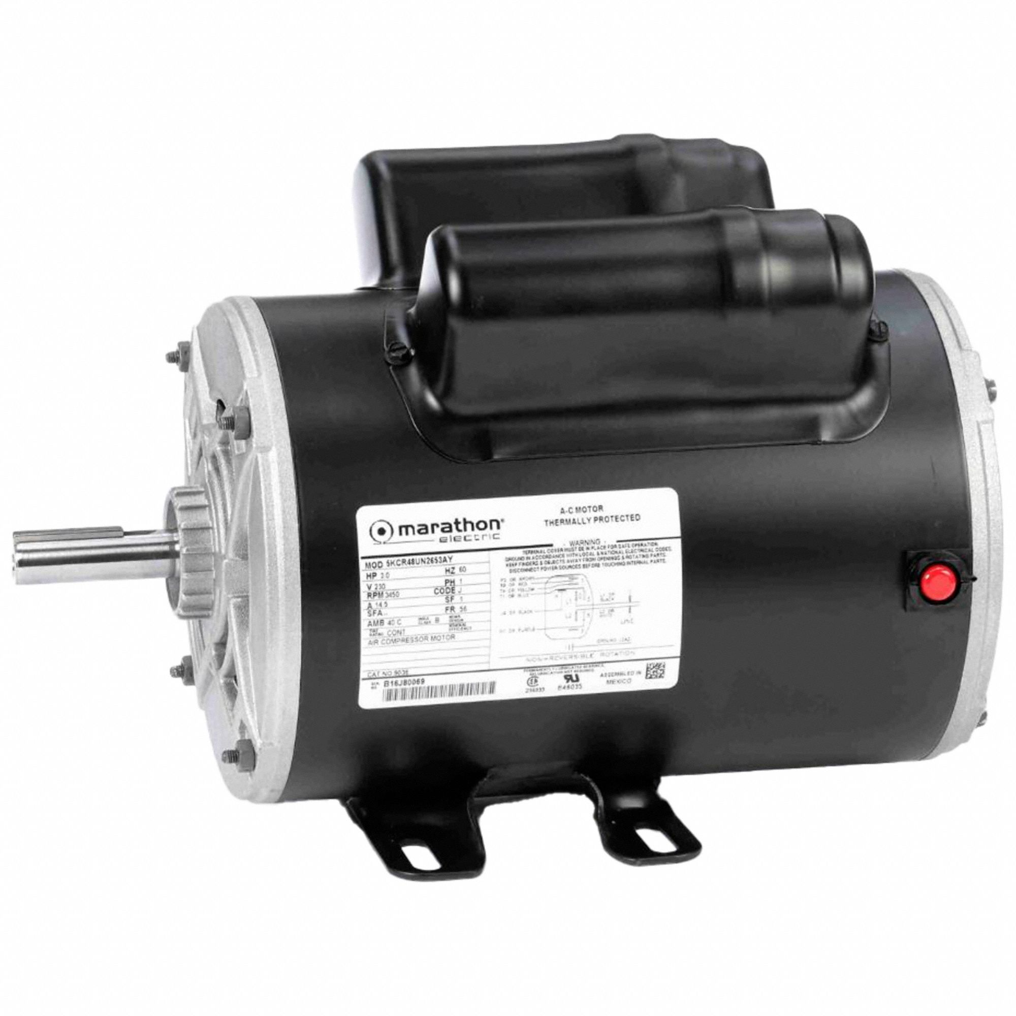 MARATHON MOTORS Air Compressor Motor: Capacitor-Start, 3 HP, 3,450 ...