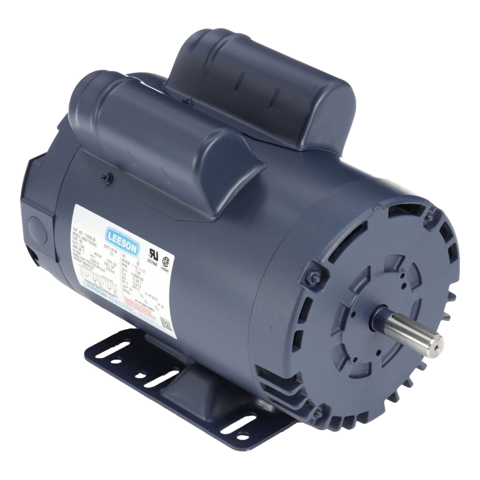 Pressure Washer Motor: 56H Frame Size, Rigid Base, Open Drip Proof, 1 1/2 hp, 115/208-230V AC