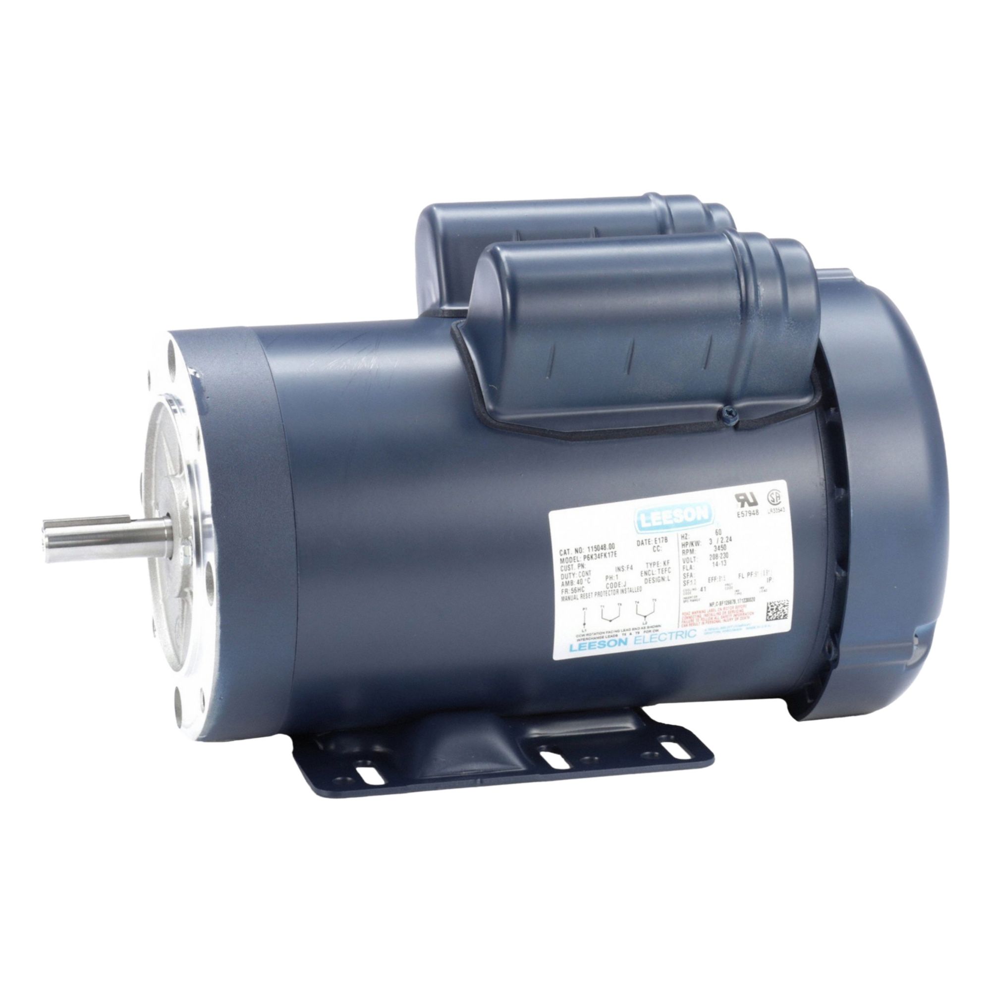General Purpose Motor: 56HC Frame Size, C-Face/Rigid Base, Totally Enclosed Fan Cooled, 3 hp