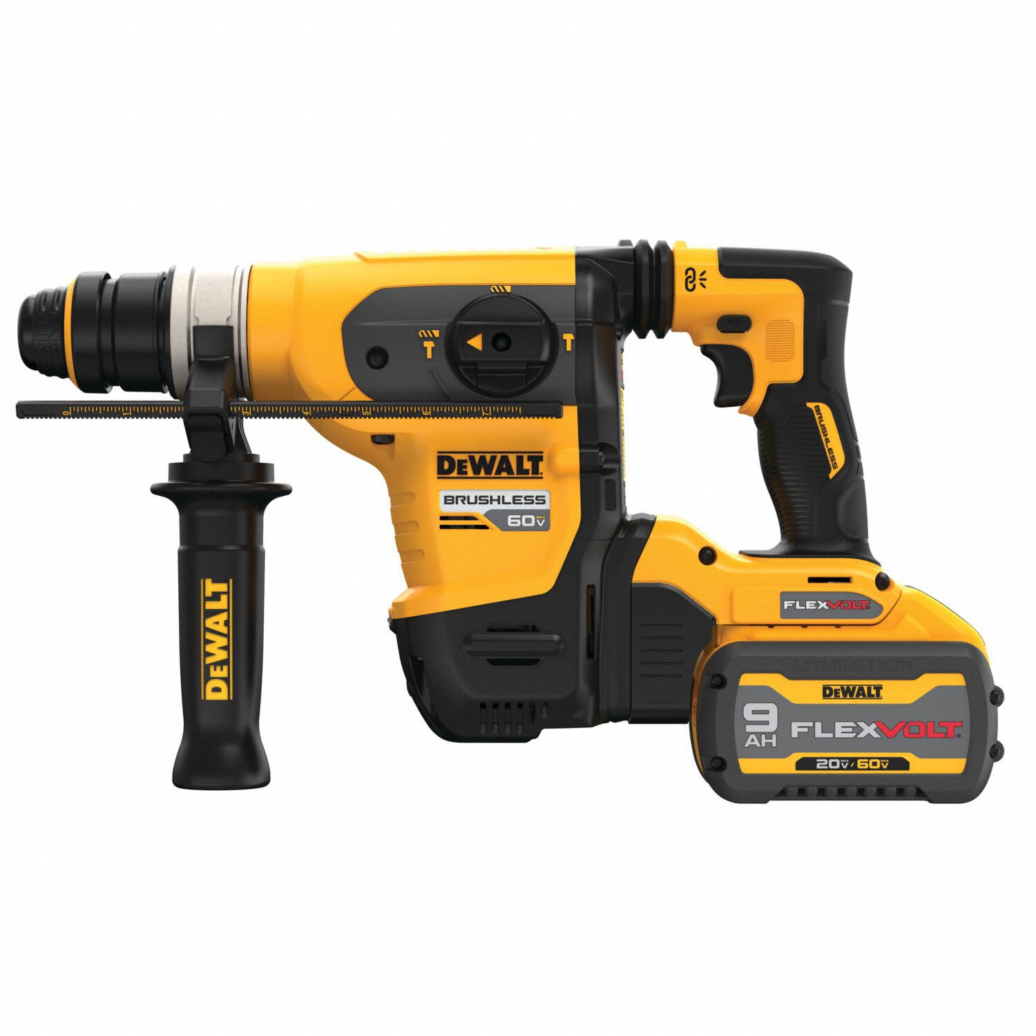 DEWALT Cordless Rotary Hammer: D-Handle, 60V DC, SDS-Plus, 1 in max, 9. ...